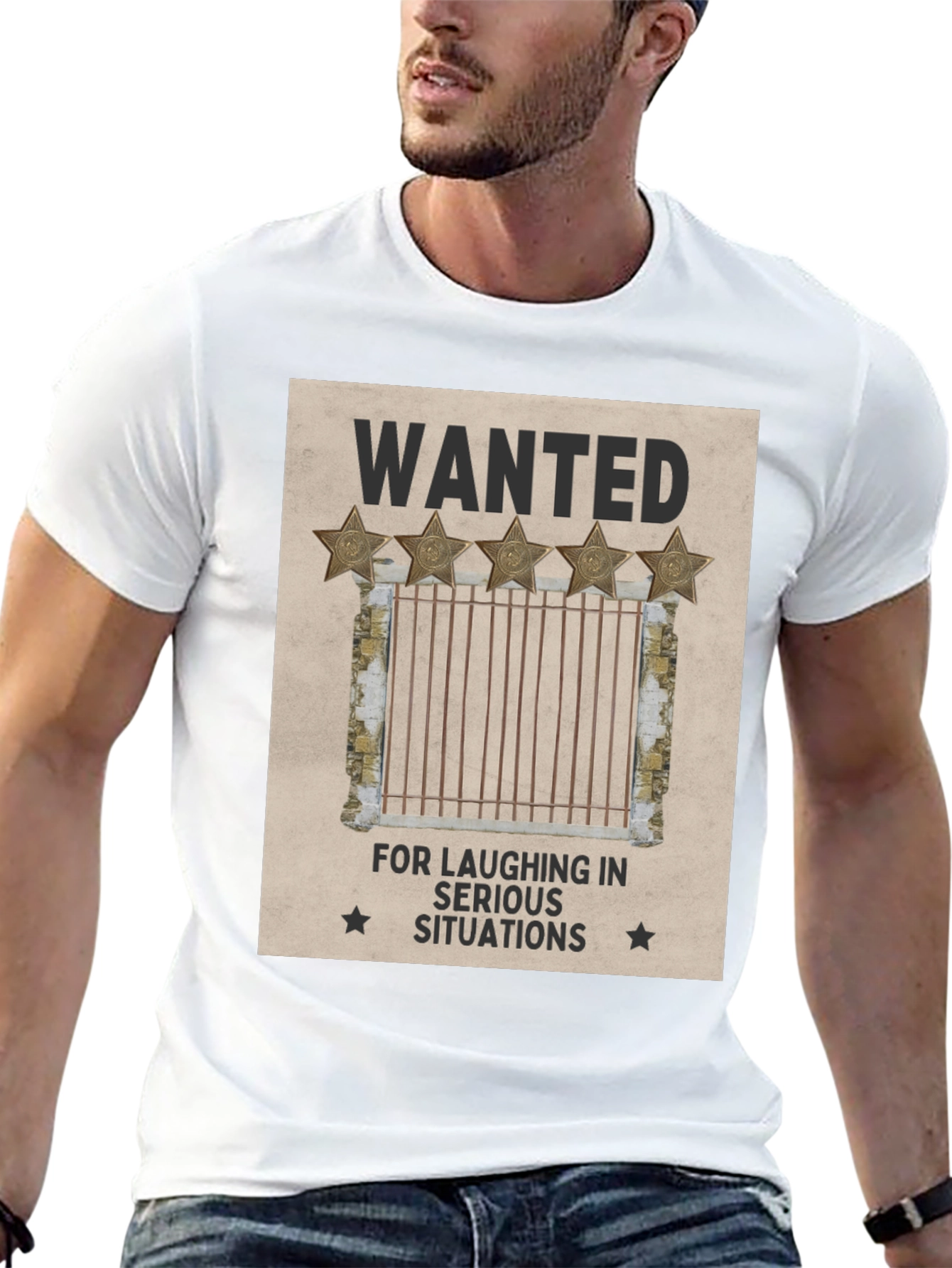 Wanted: Laughing in Serious Situations Graphic T-Shirt