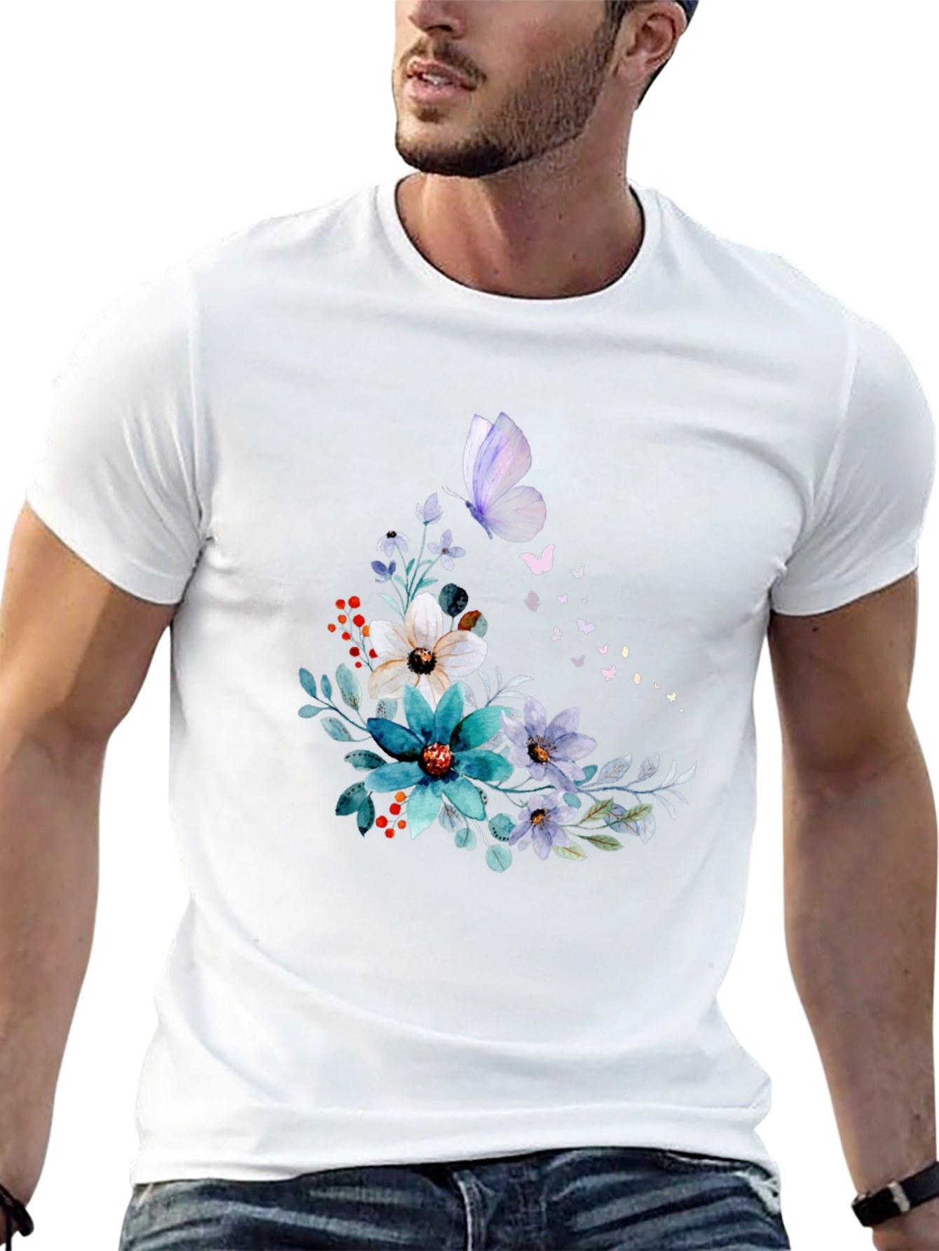 Floral Butterfly Graphic Print Tee