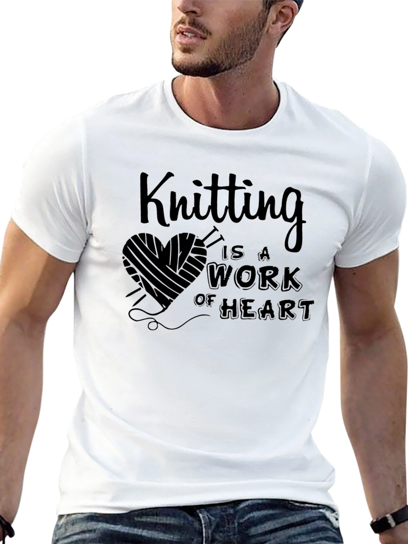 Knitting is a Work of Heart Black T-Shirt