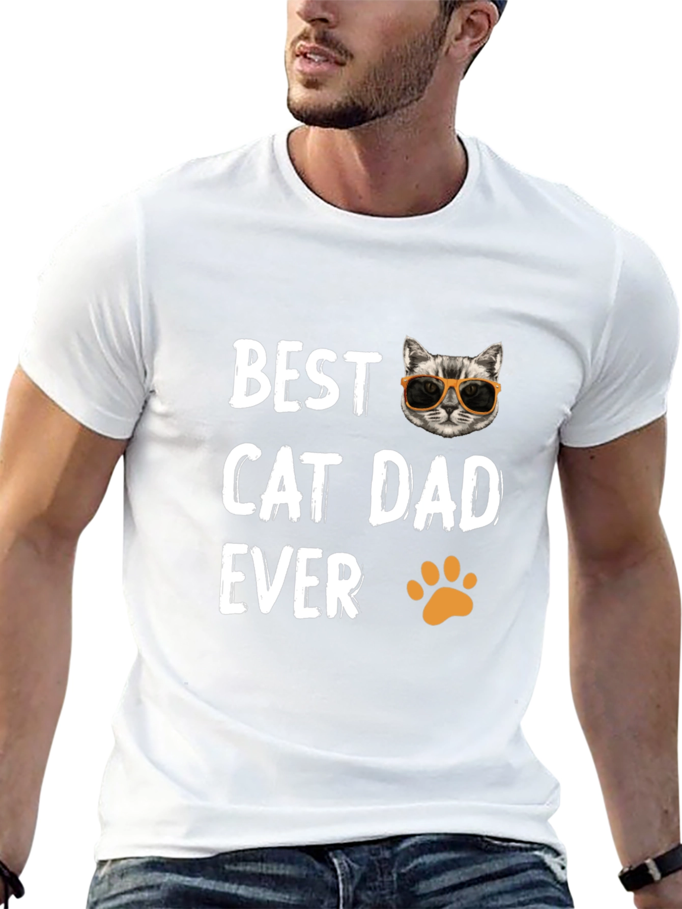Best Cat Dad Ever T-Shirt - Novelty Gift Tee