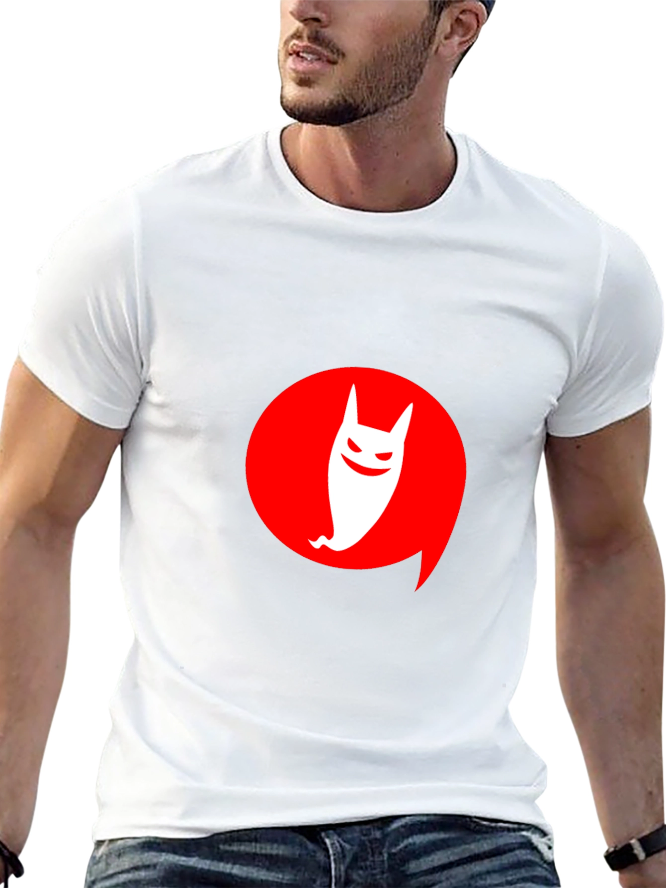 Modern Graphic Tee: Ghost in Red Circle