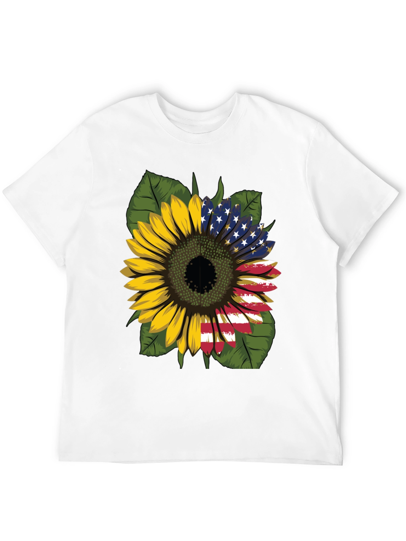 Sunflower American Flag Graphic T-Shirt