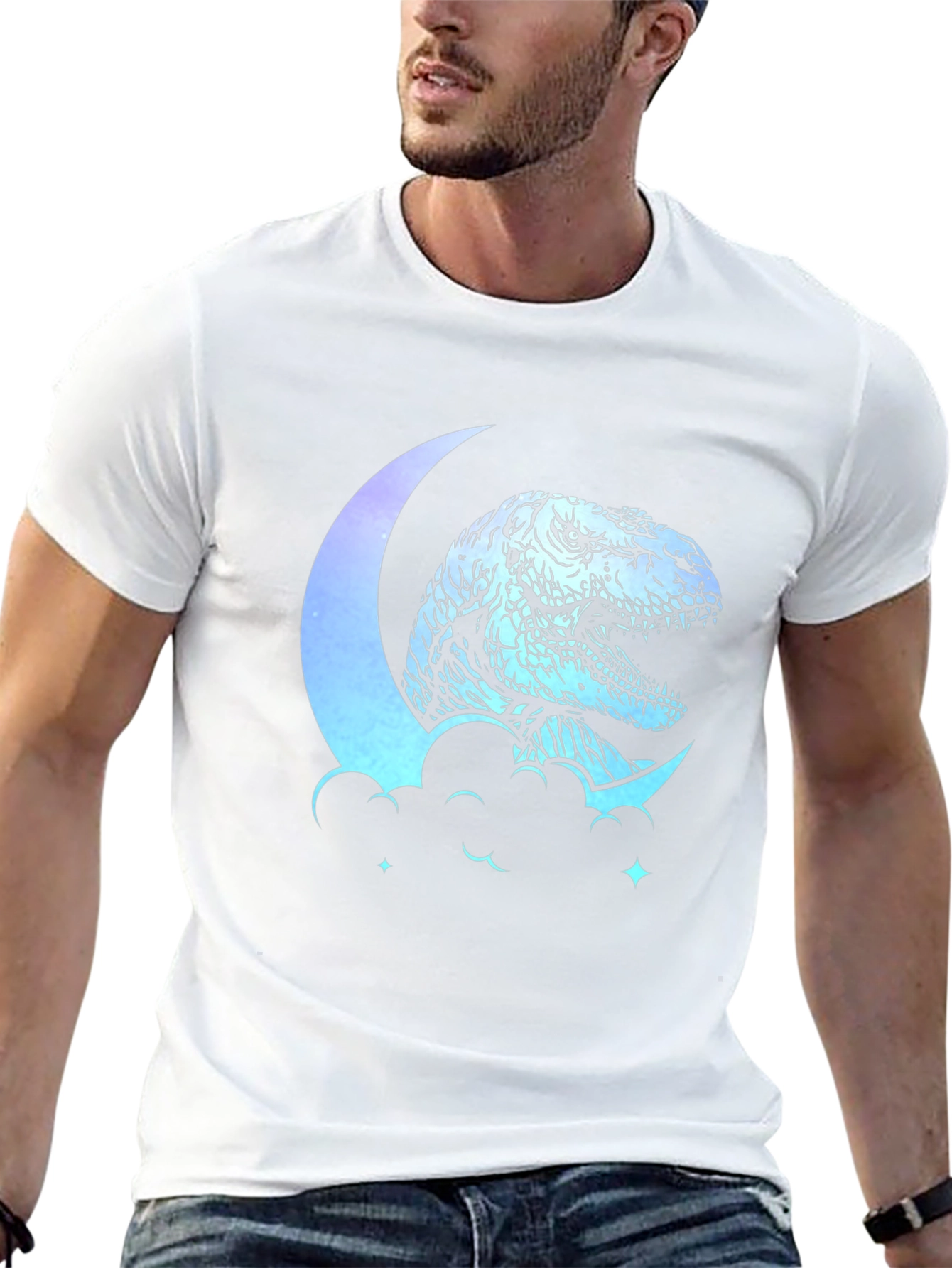 Dino Moon Mens Graphic T-Shirt
