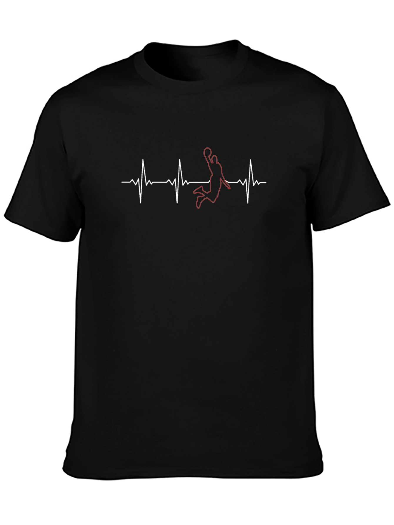 Basketball Heartbeat Graphic Tee - Black