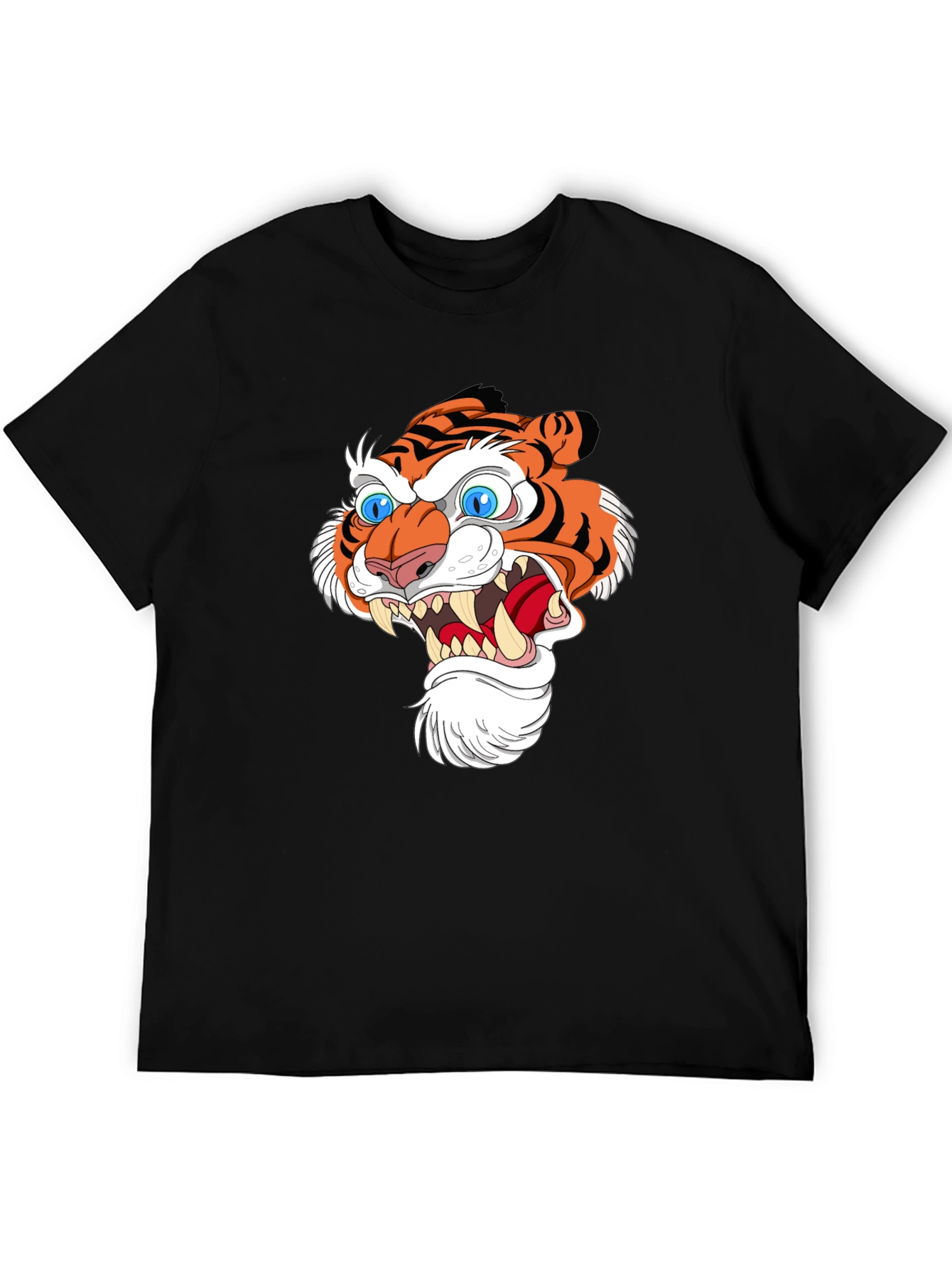 Tiger Head Graphic Print Black T-Shirt