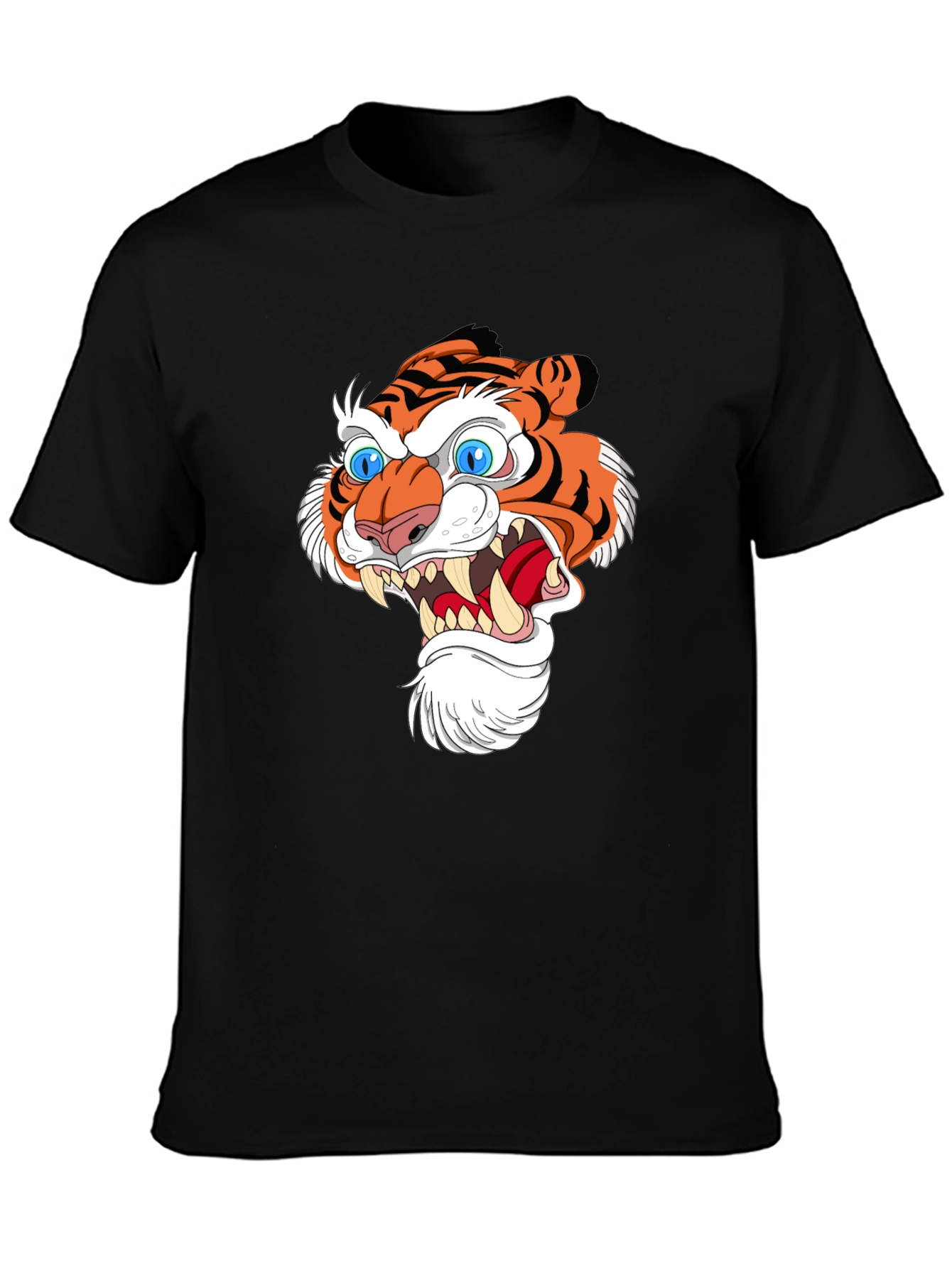 Tiger Head Graphic Print Black T-Shirt