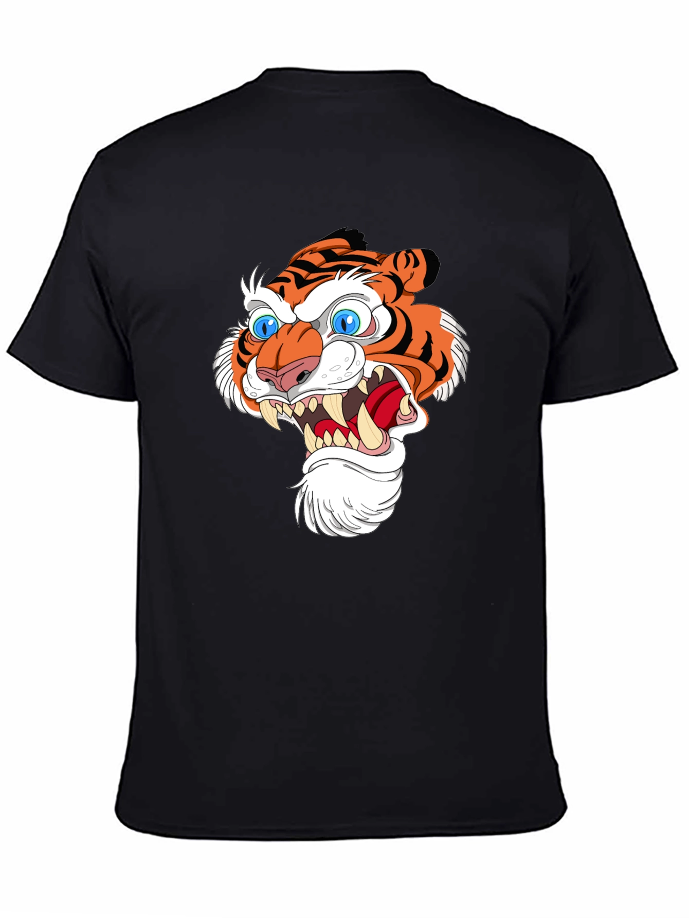 Tiger Head Graphic Print Black T-Shirt
