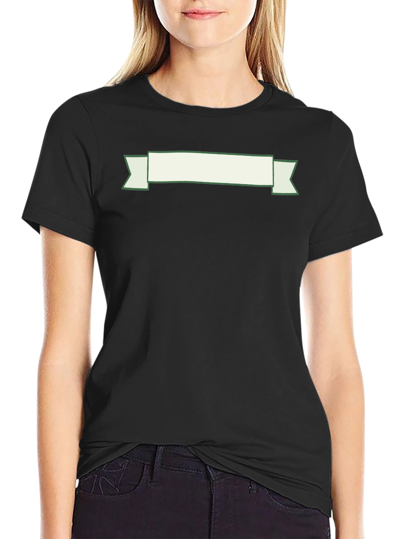 Black T-Shirt with Decorative Banner