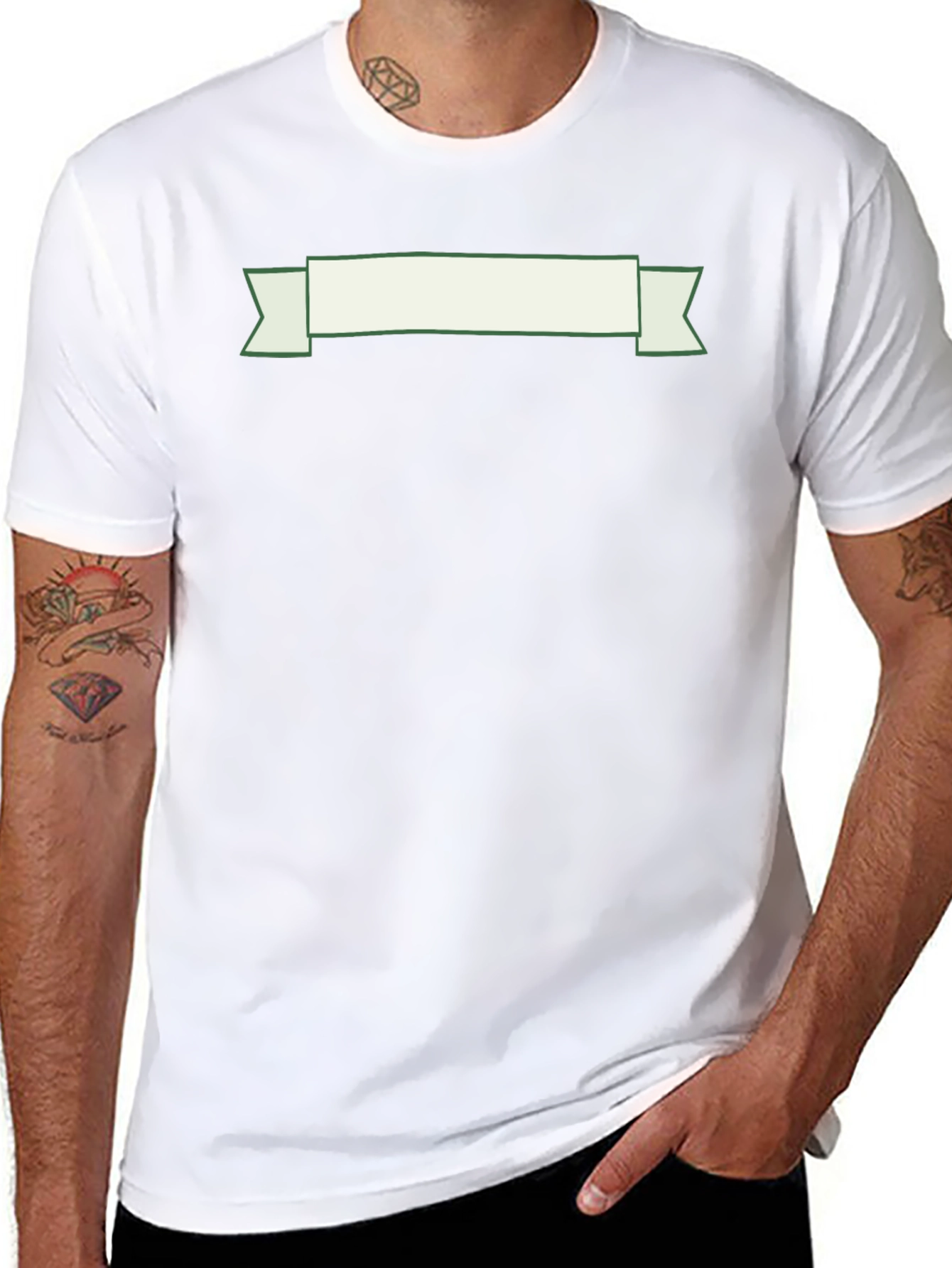 Black T-Shirt with Decorative Banner