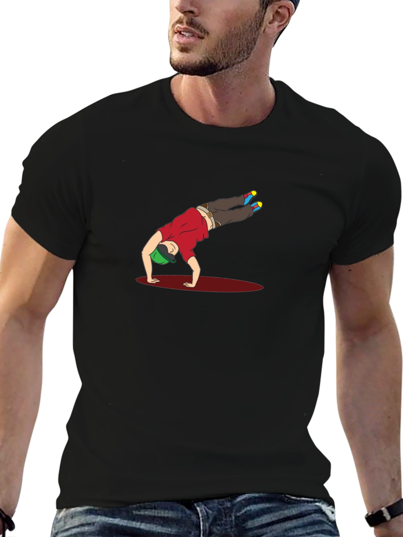 Handstand Artist Graphic Tee - Black Cotton Blend