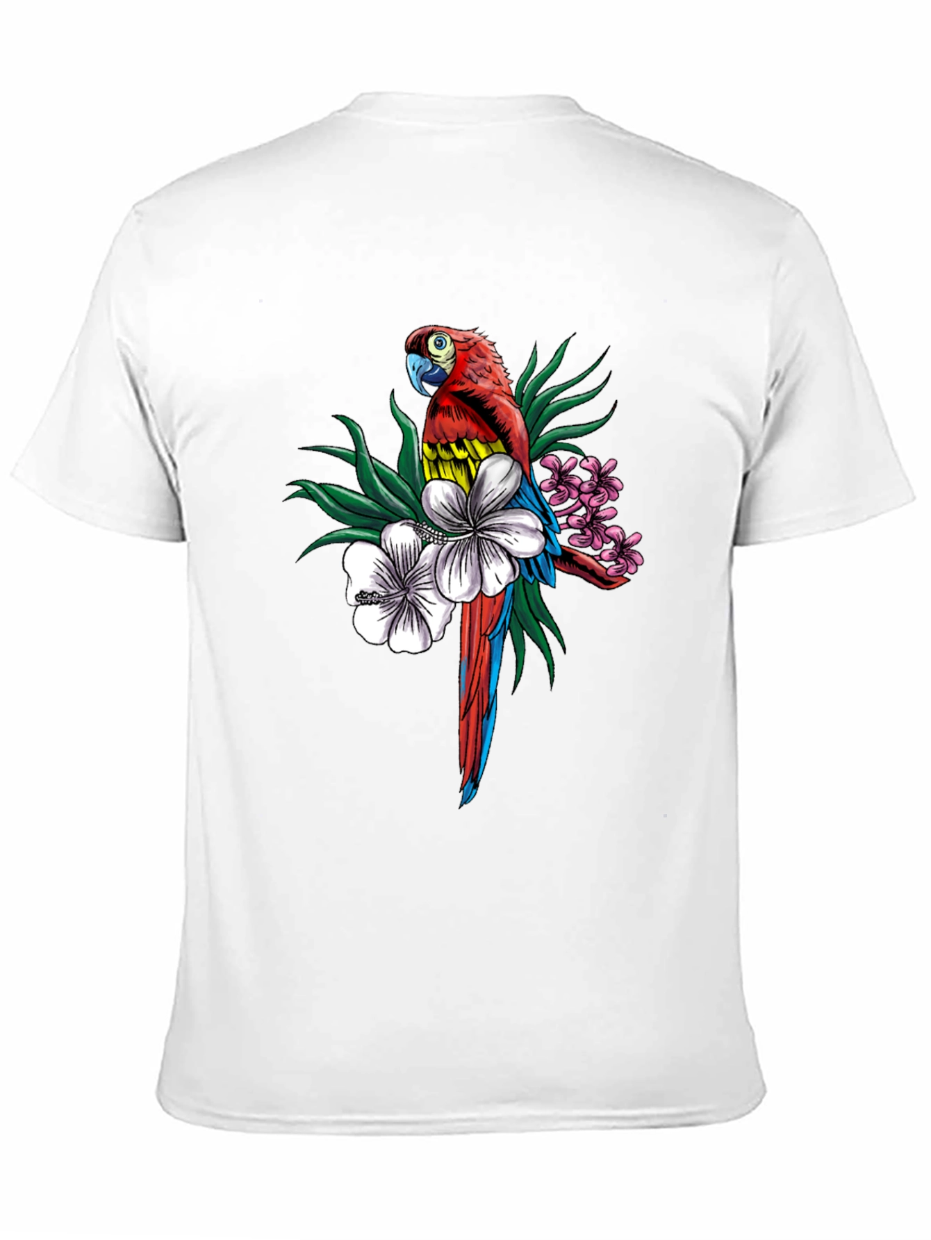 Tropical Parrot Graphic Tee - Mens Black T-Shirt