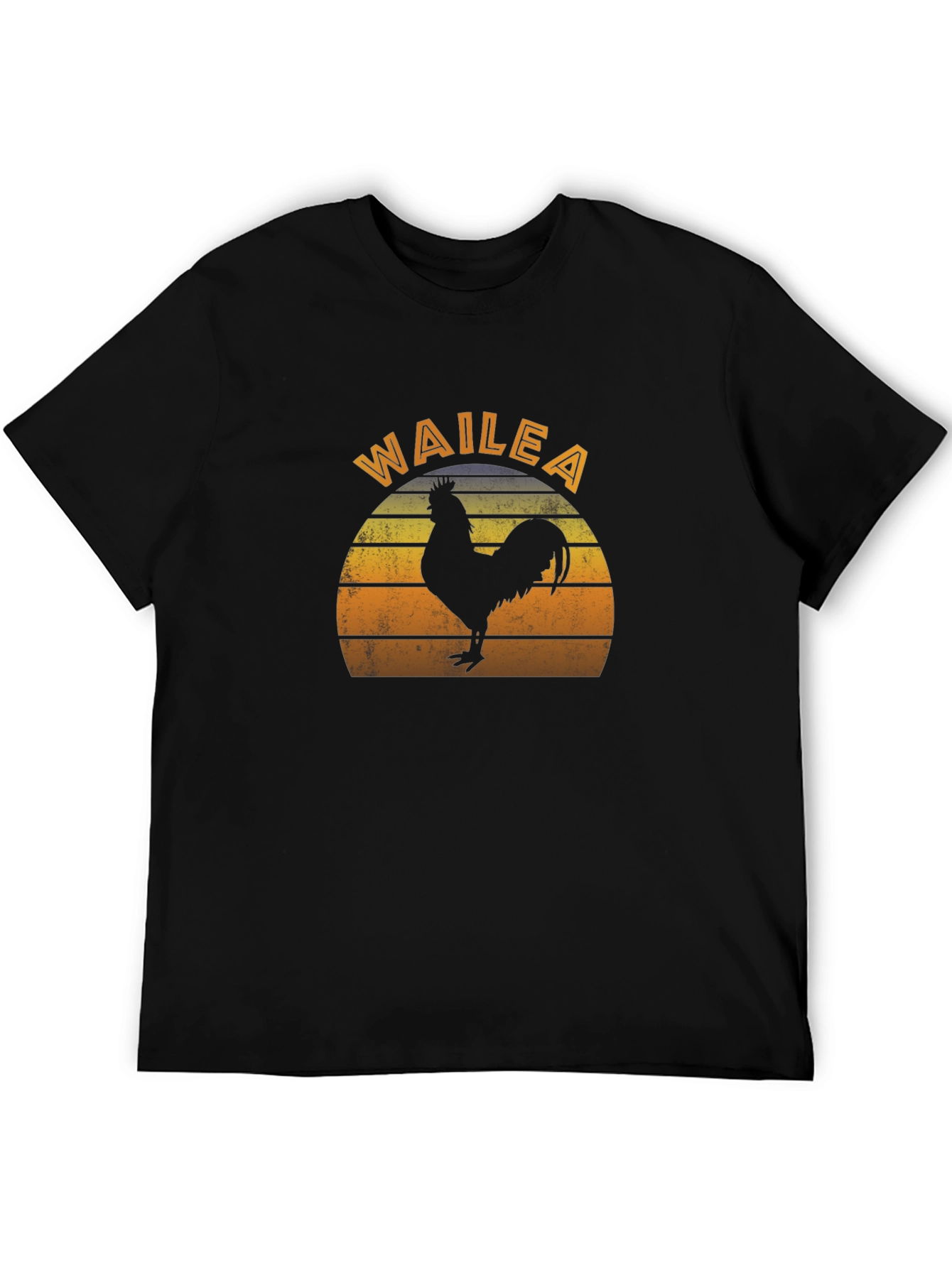 Wailea Rooster Graphic T-Shirt - Retro Sunset Design