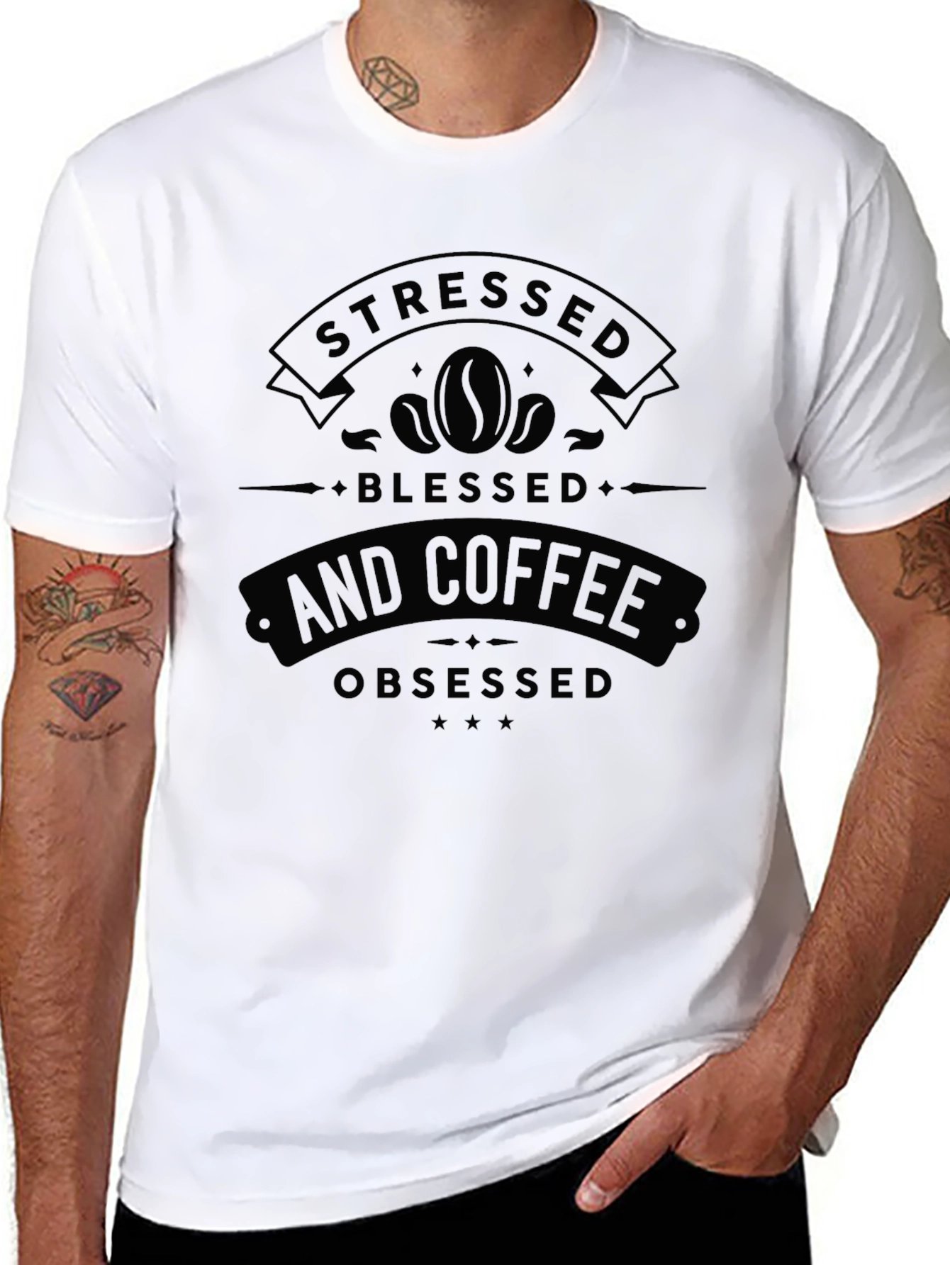 Stressed Blessed Coffee Obsessed Graphic Tee