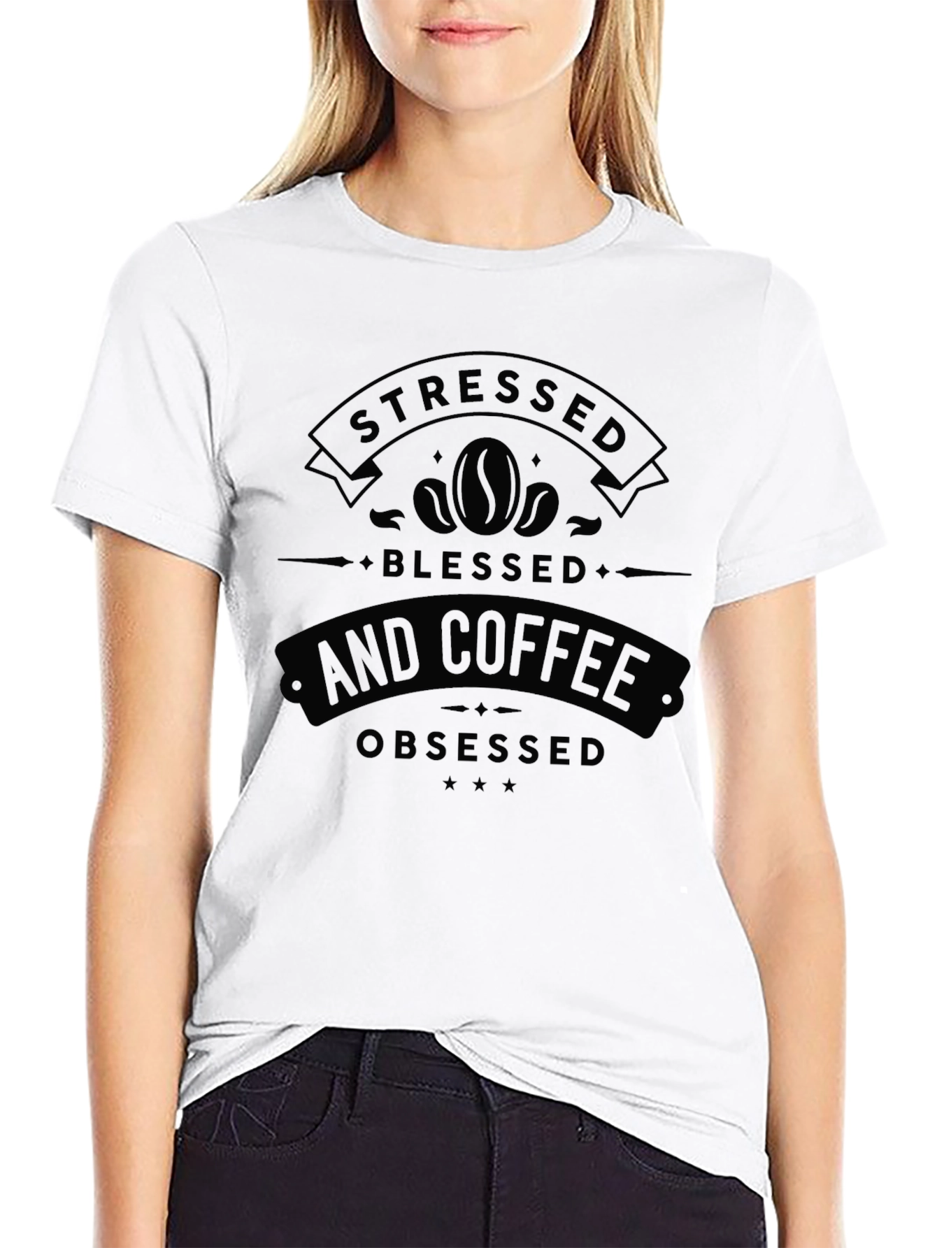 Stressed Blessed Coffee Obsessed Graphic Tee