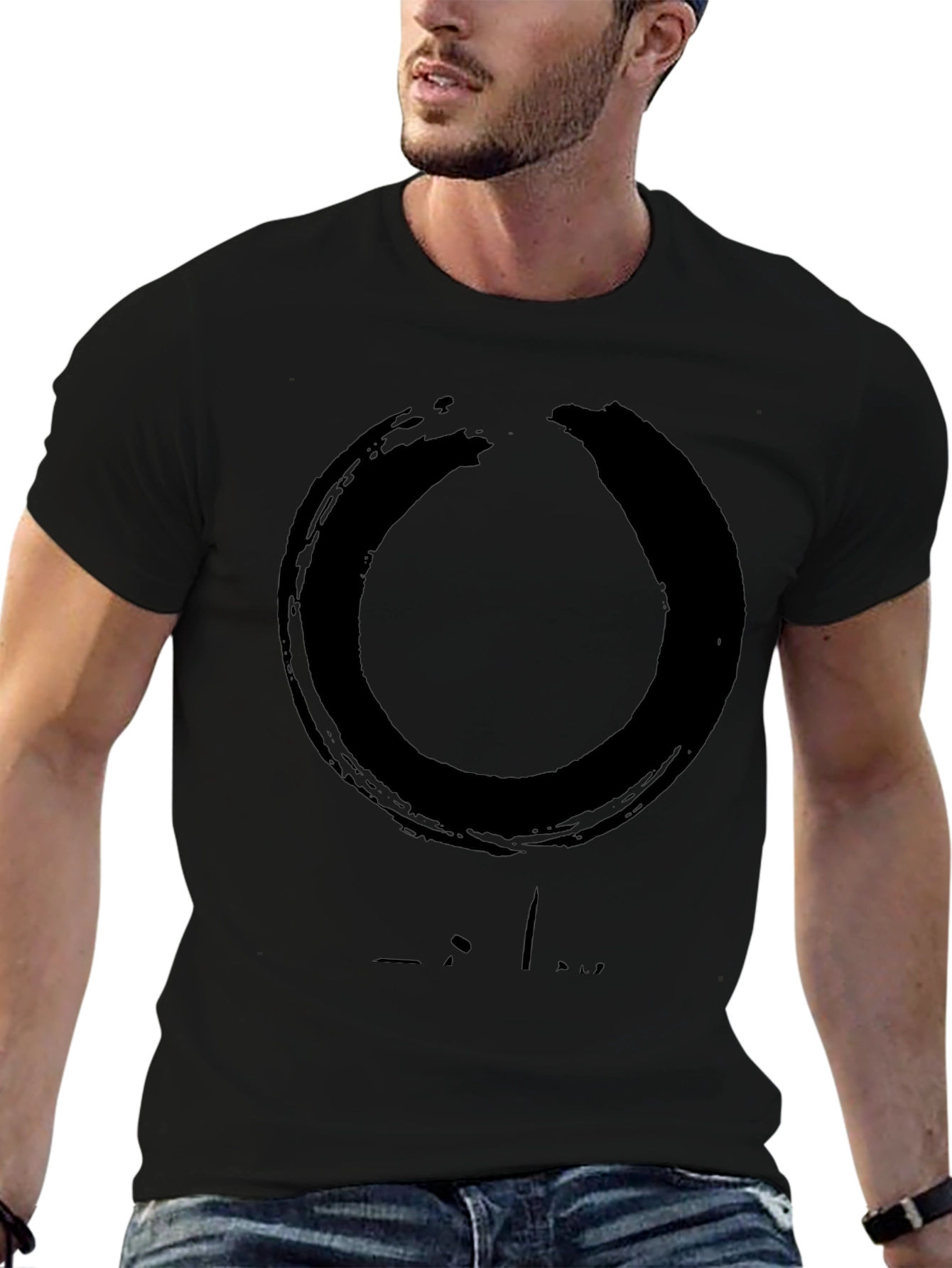 Enso Circle Graphic T-Shirt - Casual Black Tee