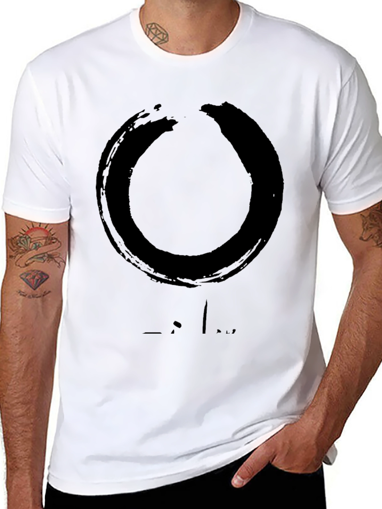 Enso Circle Graphic T-Shirt - Casual Black Tee