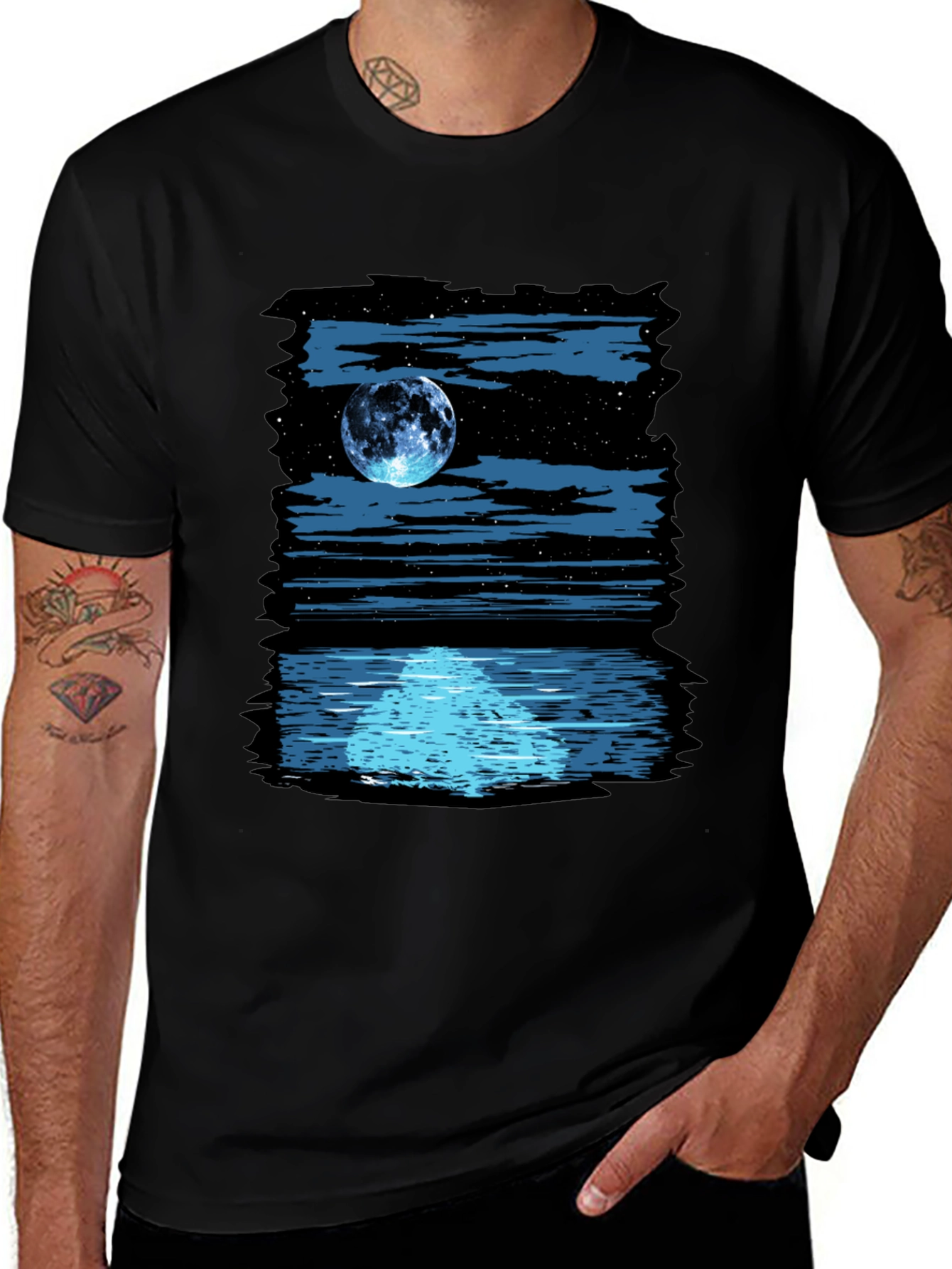 Moonlit Water Graphic Tee - Black
