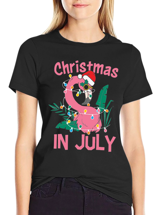 Christmas in July Flamingo T-Shirt