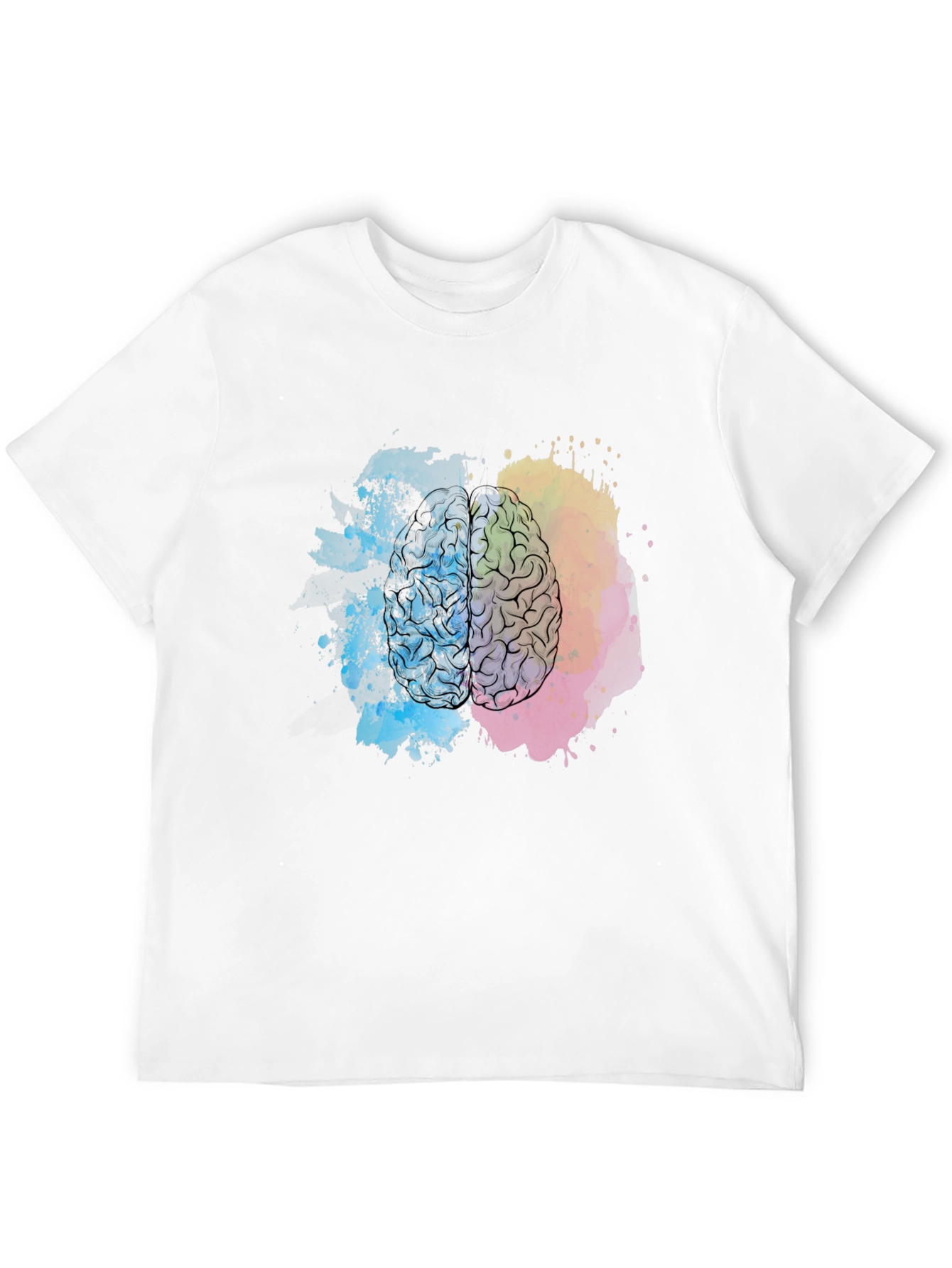 Brain Art Print Black T-Shirt