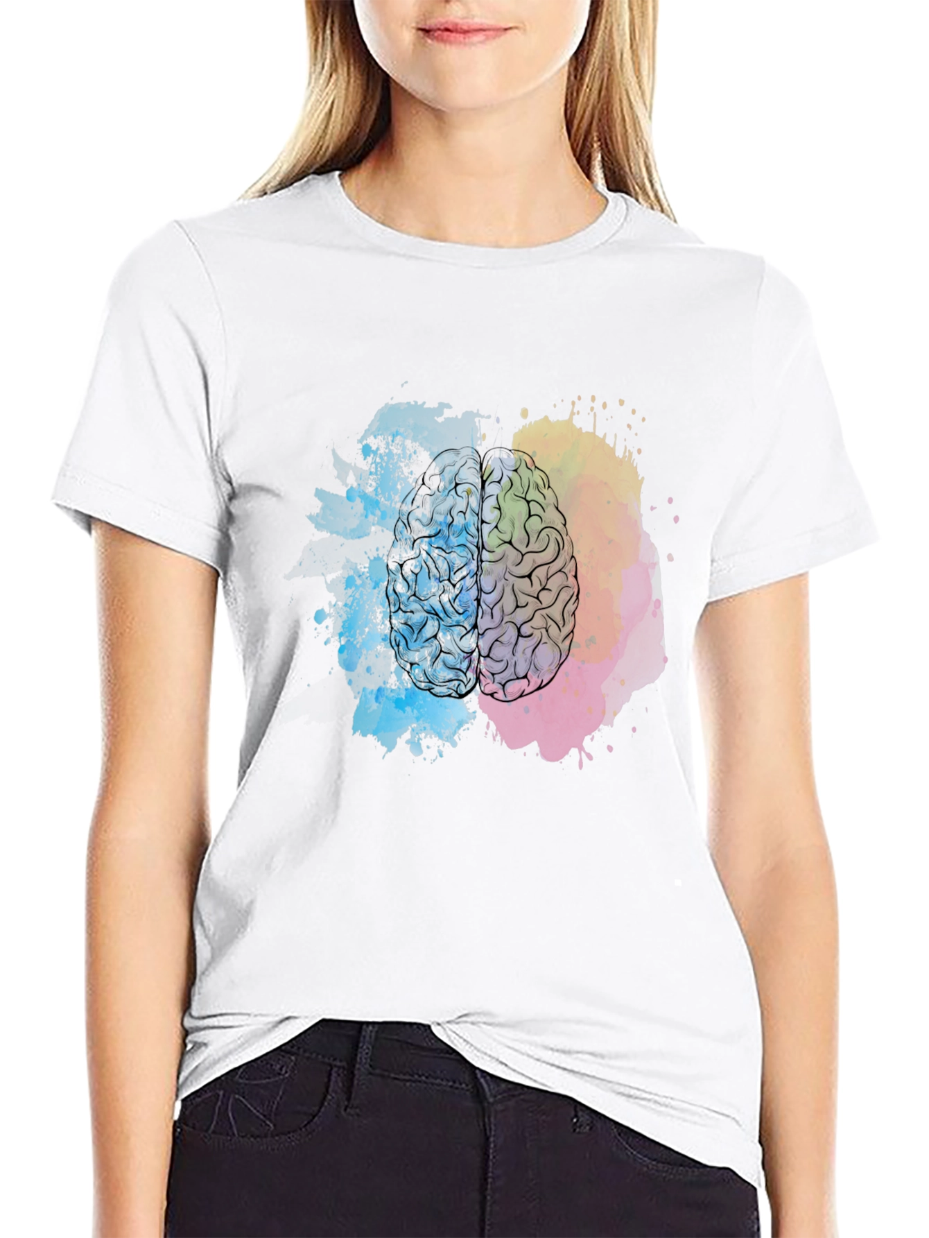 Brain Art Print Black T-Shirt