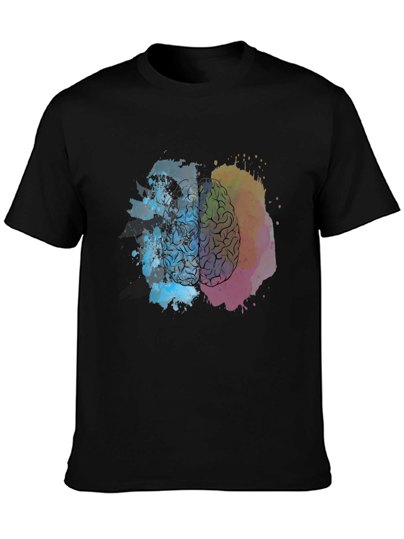 Brain Art Print Black T-Shirt