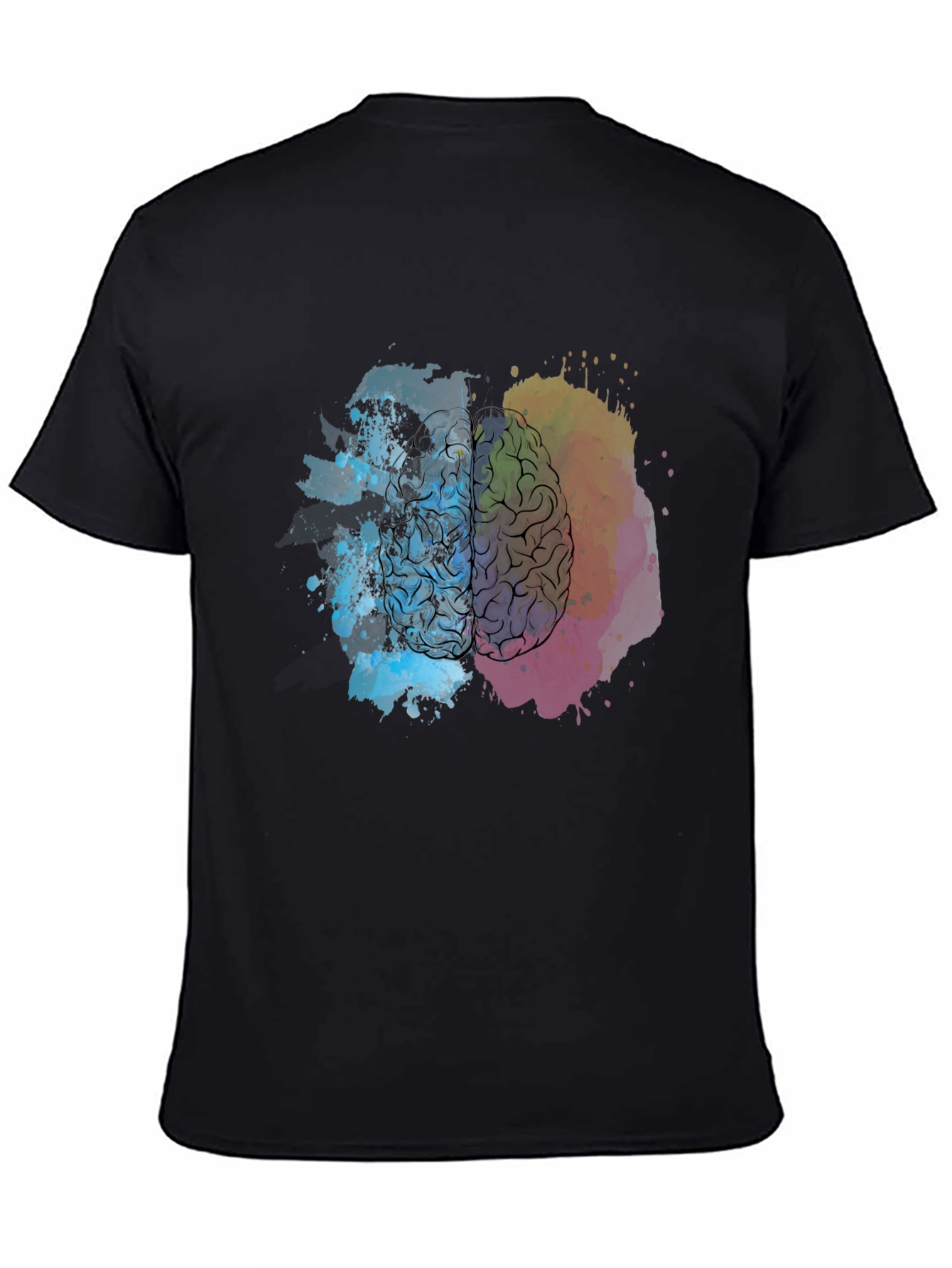 Brain Art Print Black T-Shirt