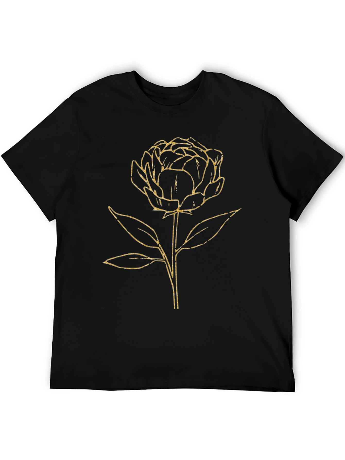 Floral Graphic Tee - Gold Flower on Black