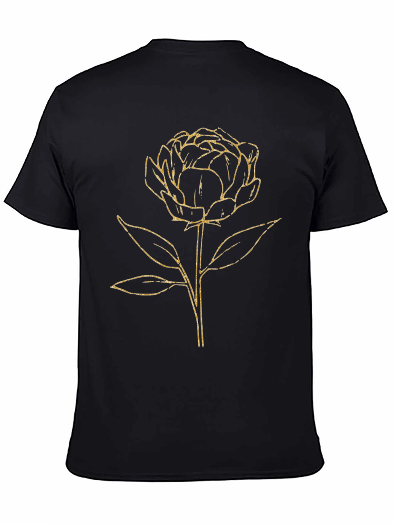 Floral Graphic Tee - Gold Flower on Black