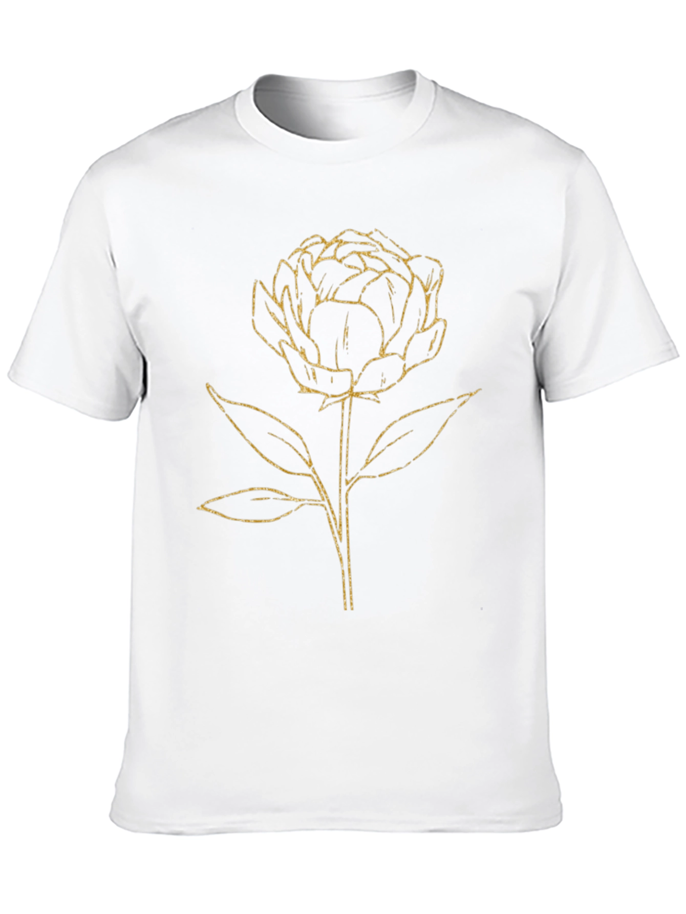 Floral Graphic Tee - Gold Flower on Black
