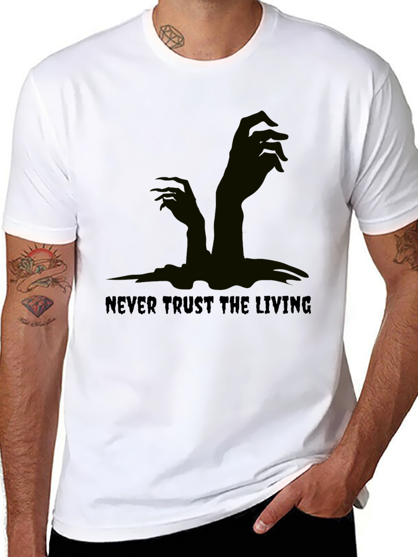 Never Trust the Living Black Graphic Tee