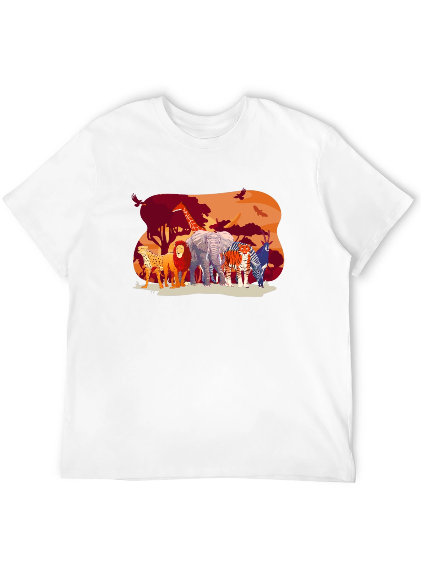 Wildlife Safari Graphic Tee - Black Cotton T-Shirt