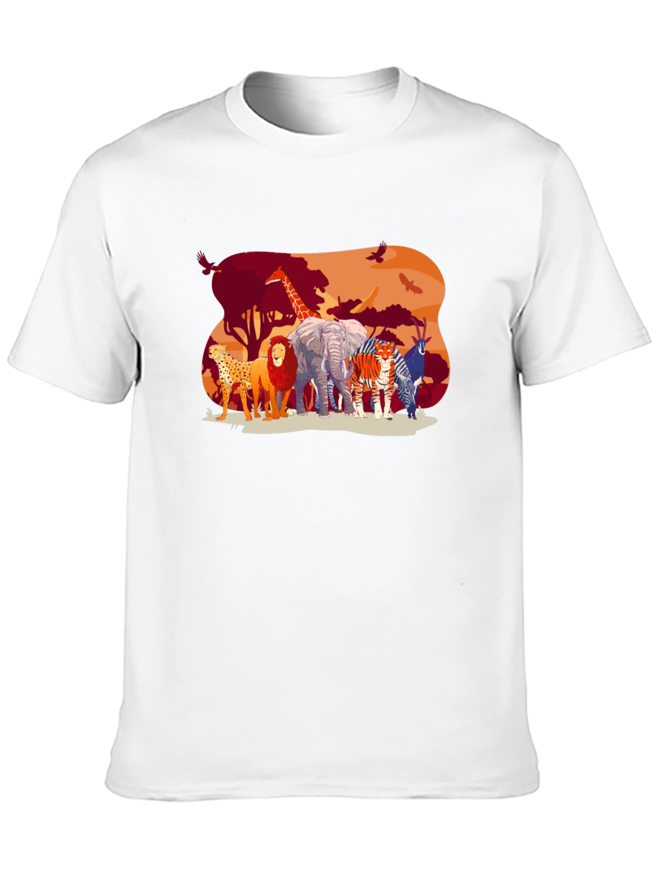Wildlife Safari Graphic Tee - Black Cotton T-Shirt