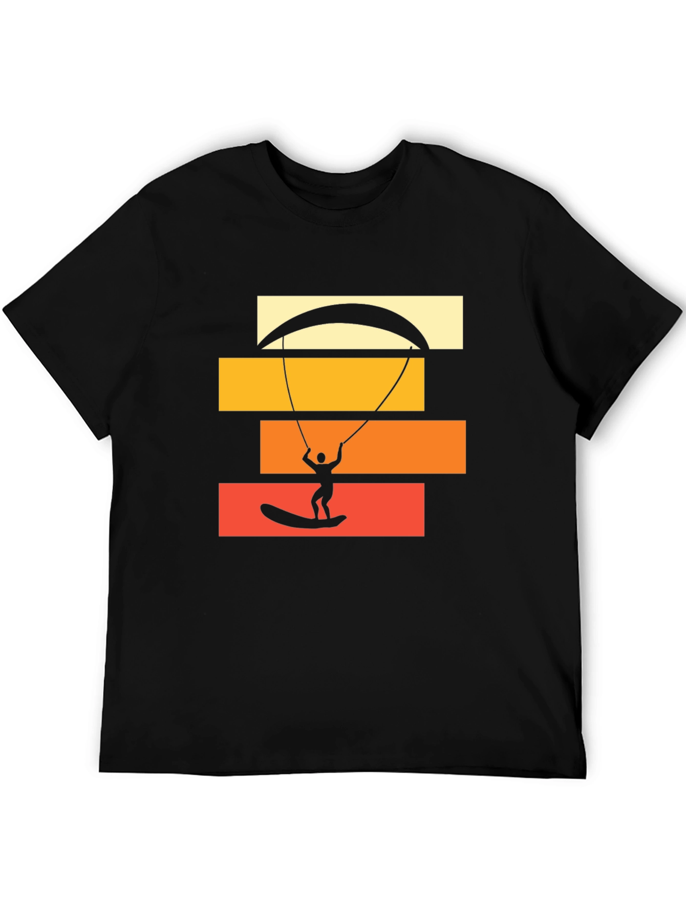 Kite Surfing Graphic Tee - Black Cotton T-Shirt