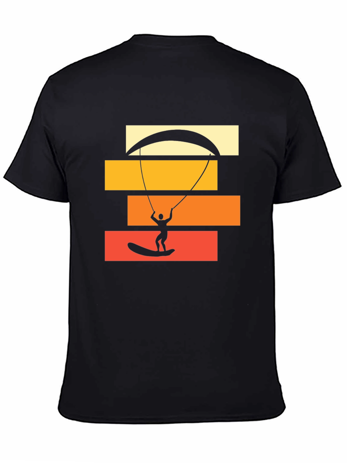 Kite Surfing Graphic Tee - Black Cotton T-Shirt
