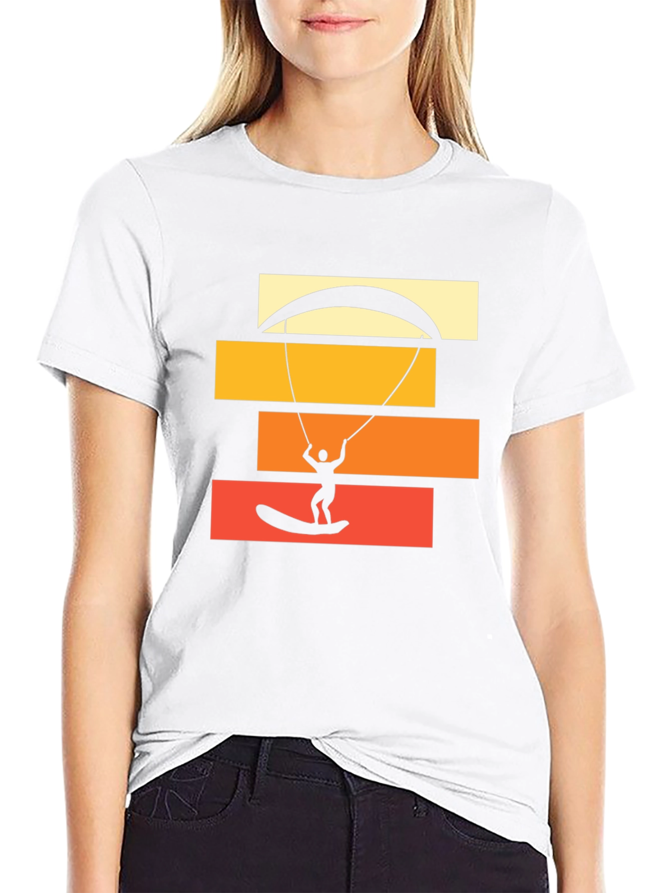 Kite Surfing Graphic Tee - Black Cotton T-Shirt