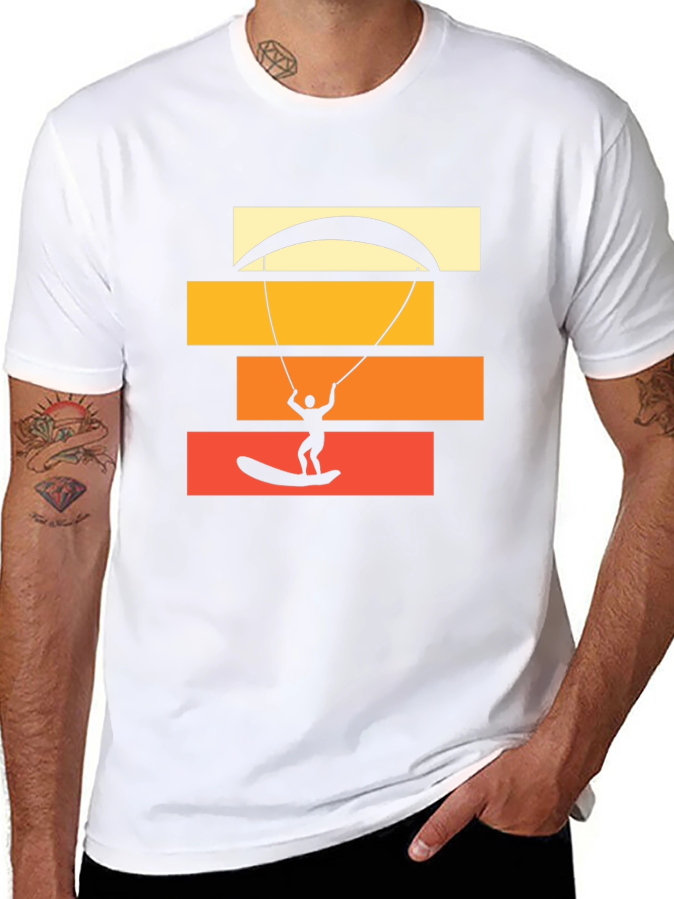 Kite Surfing Graphic Tee - Black Cotton T-Shirt