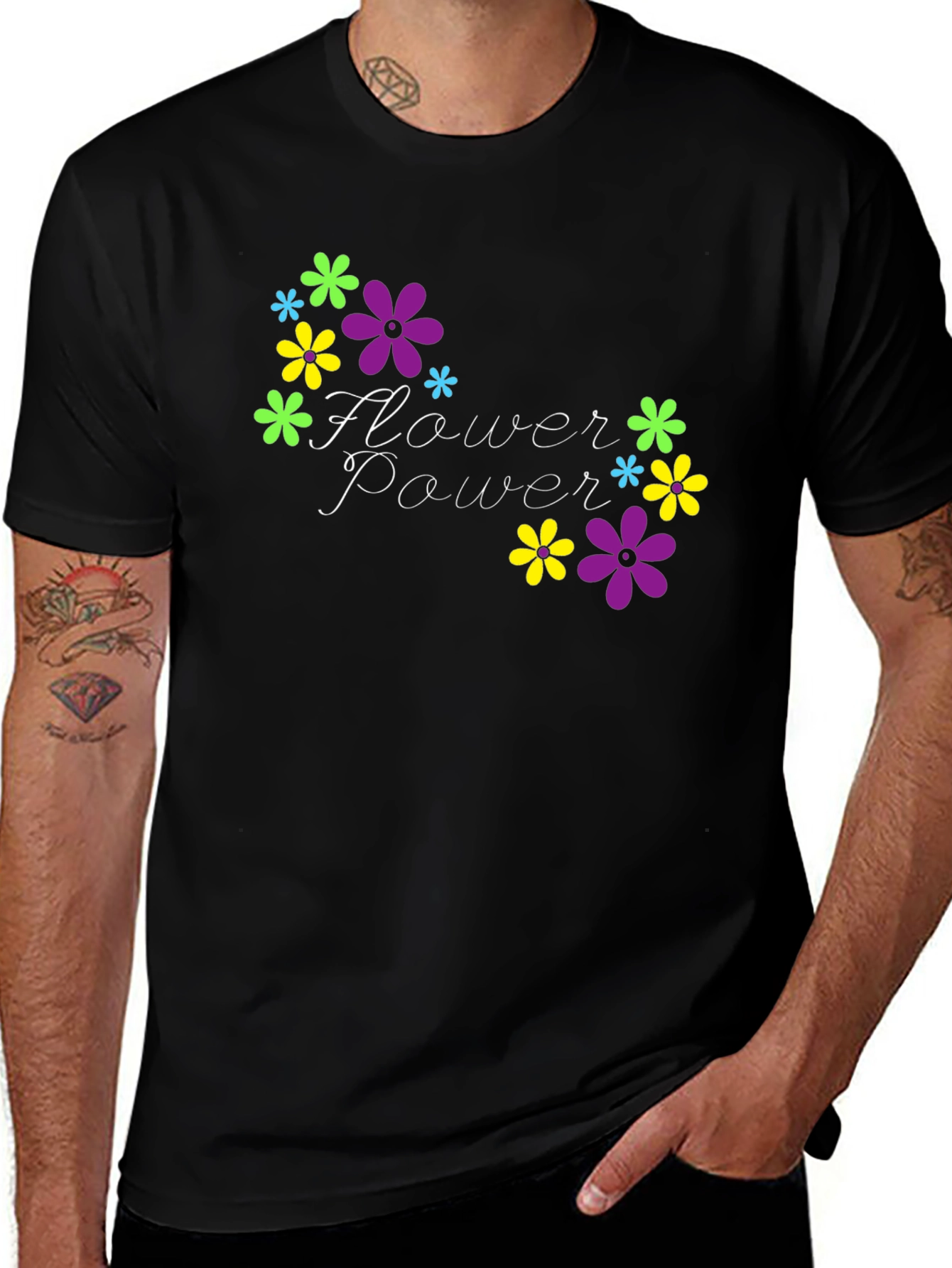 Flower Power Black T-Shirt