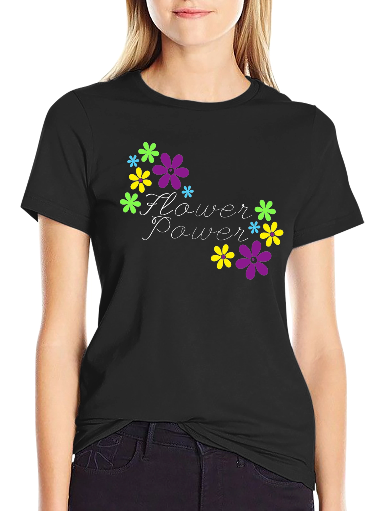 Flower Power Black T-Shirt