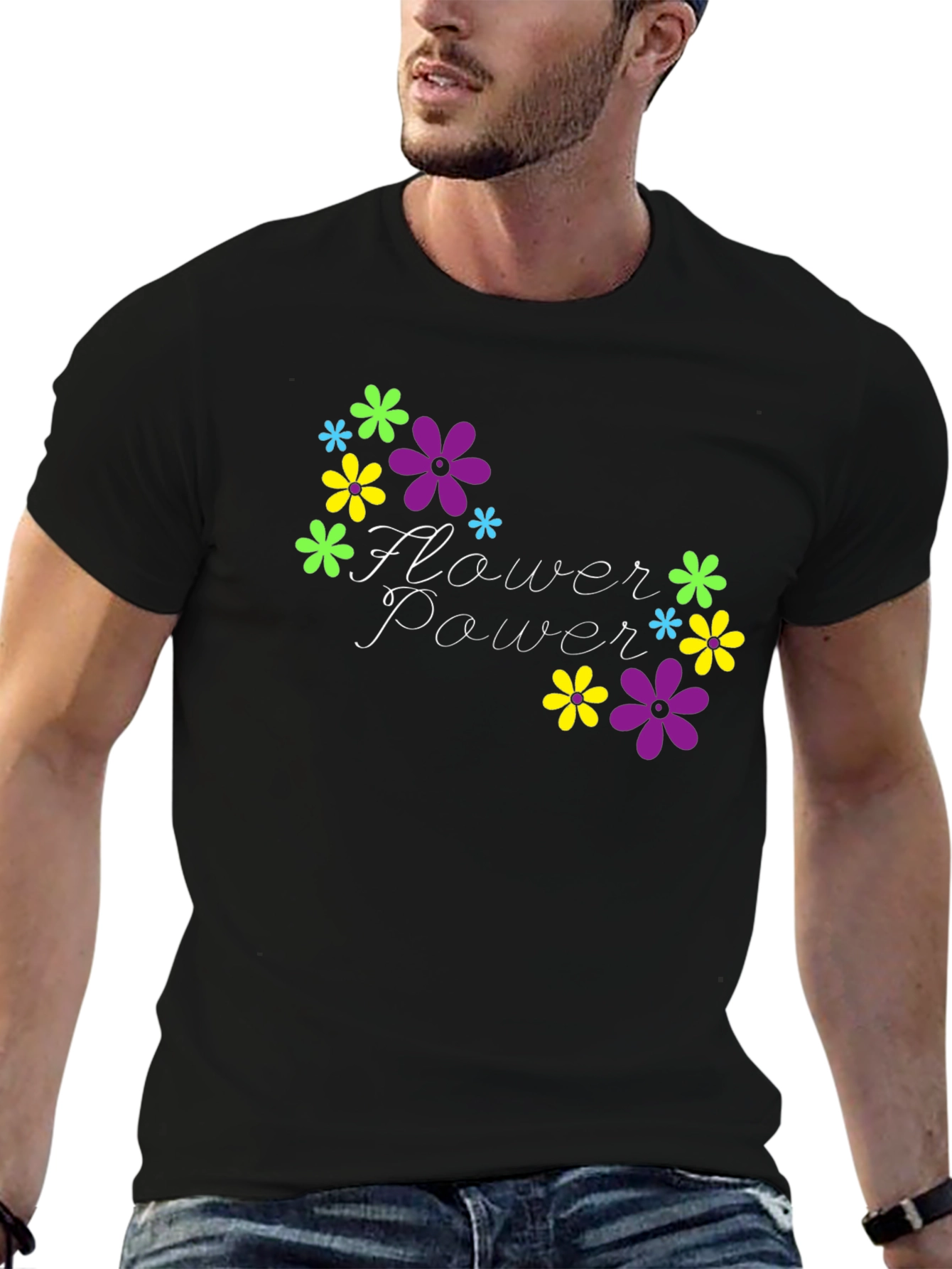 Flower Power Black T-Shirt