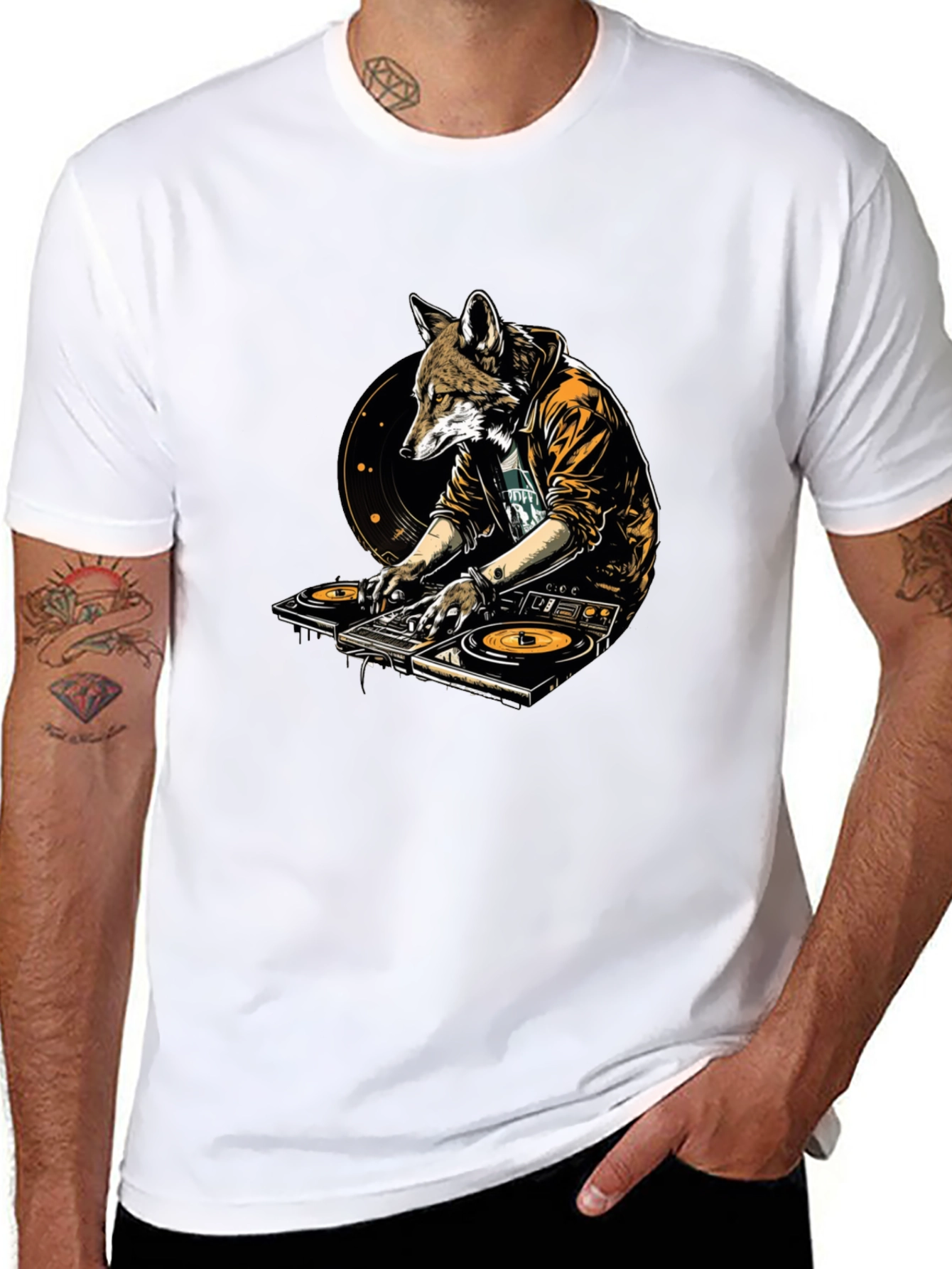 DJ Fox Graphic T-Shirt - Unique Animal Design