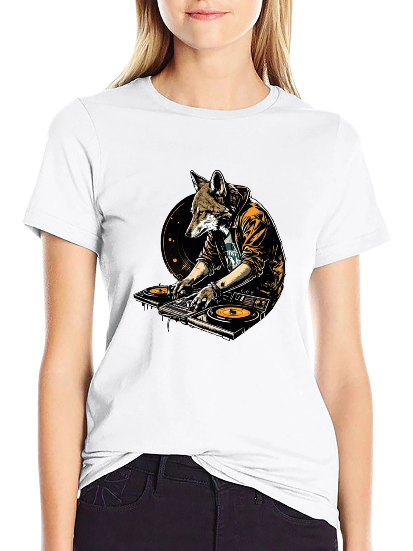 DJ Fox Graphic T-Shirt - Unique Animal Design