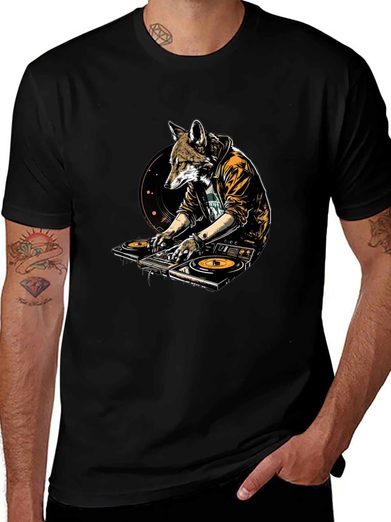 DJ Fox Graphic T-Shirt - Unique Animal Design