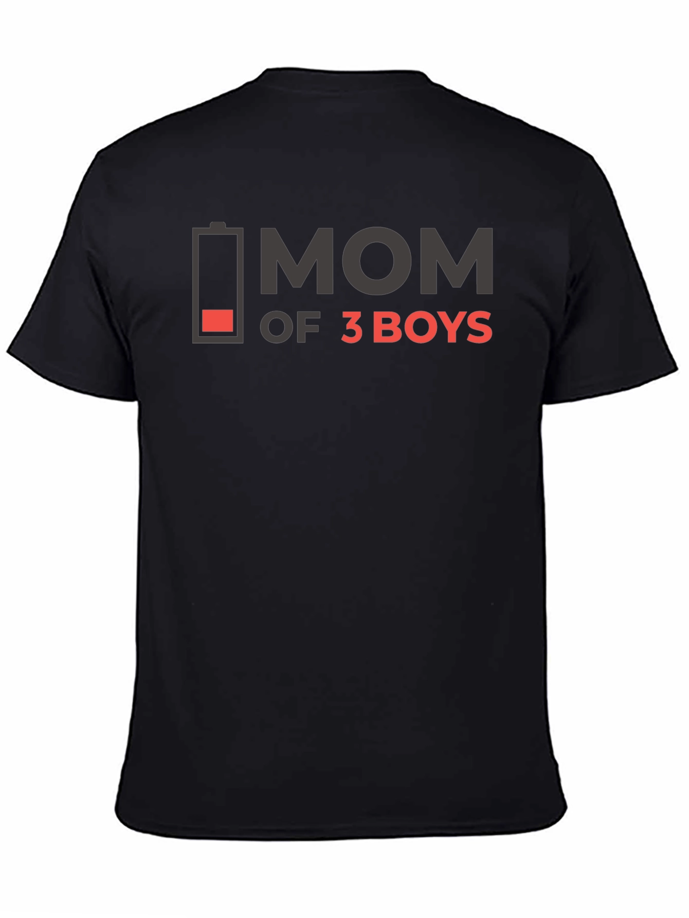 Mom of 3 Boys Graphic T-Shirt - Black Cotton