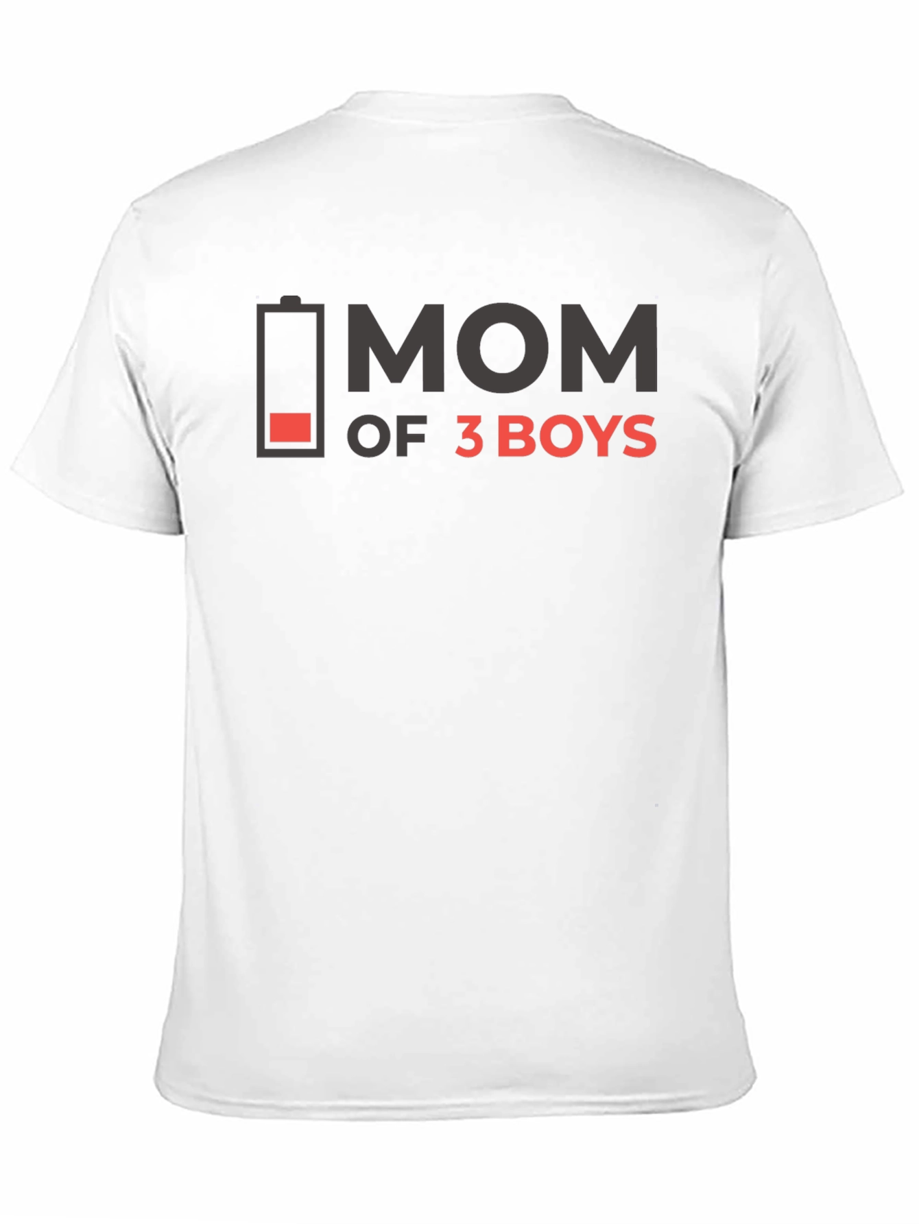 Mom of 3 Boys Graphic T-Shirt - Black Cotton