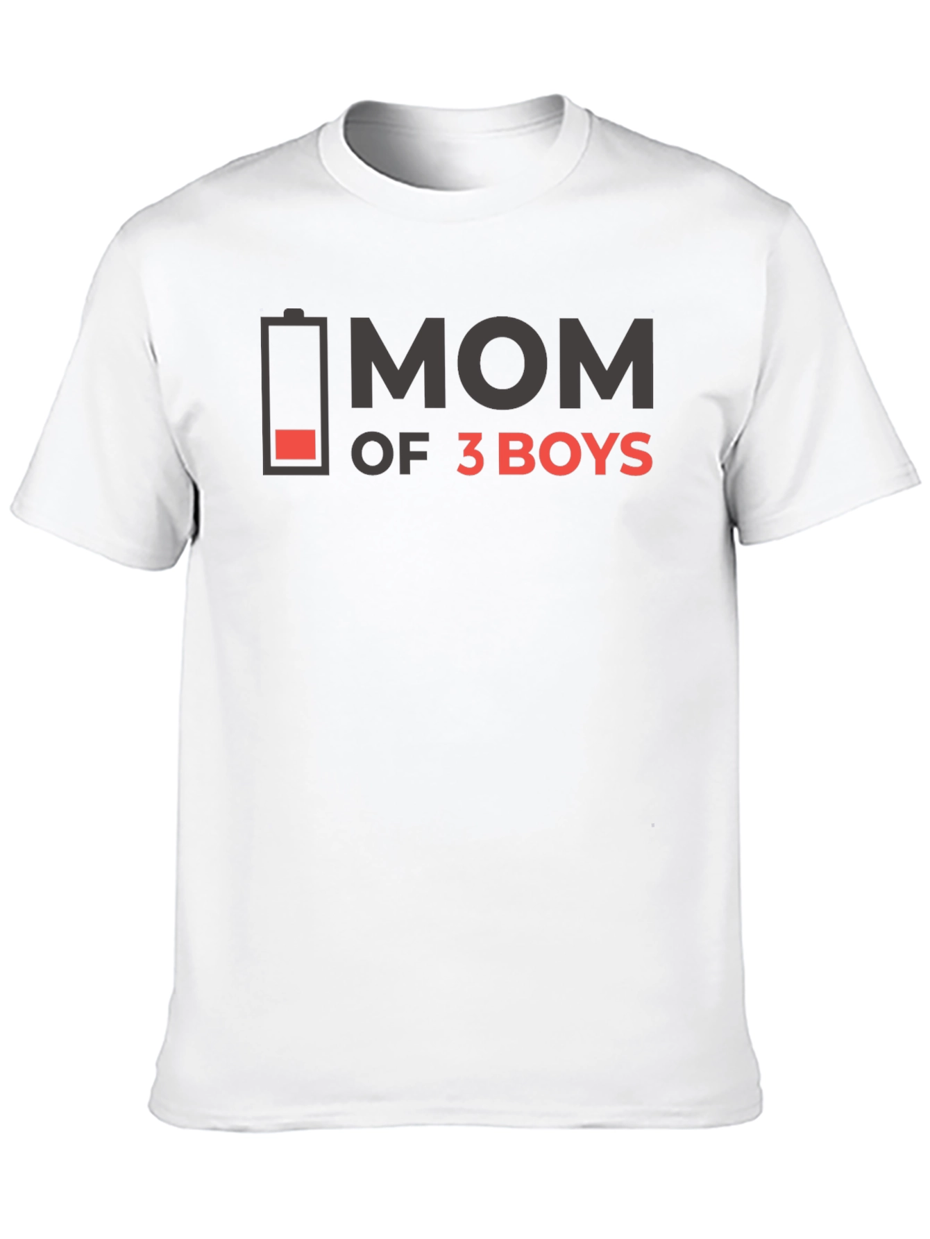 Mom of 3 Boys Graphic T-Shirt - Black Cotton