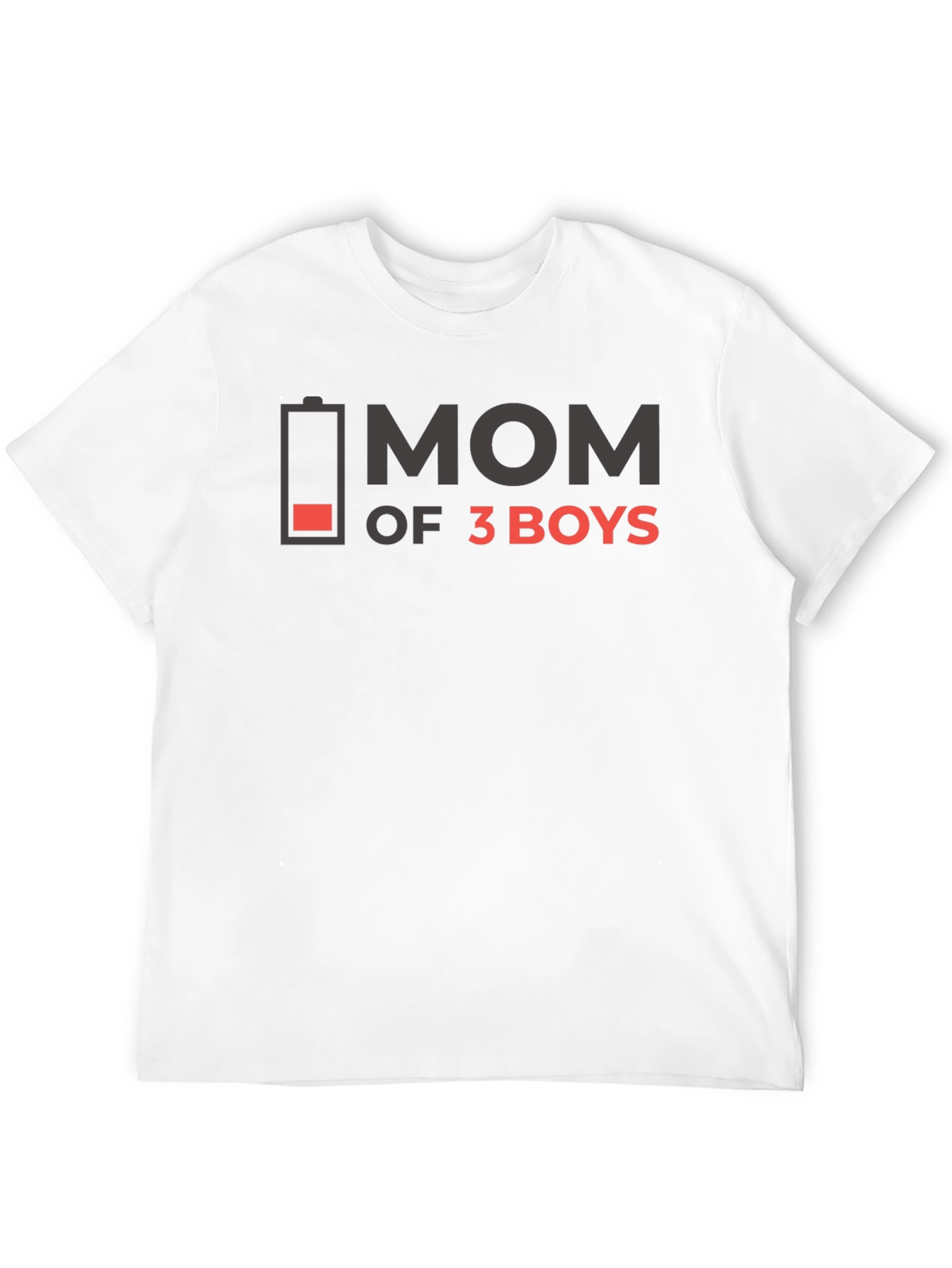 Mom of 3 Boys Graphic T-Shirt - Black Cotton