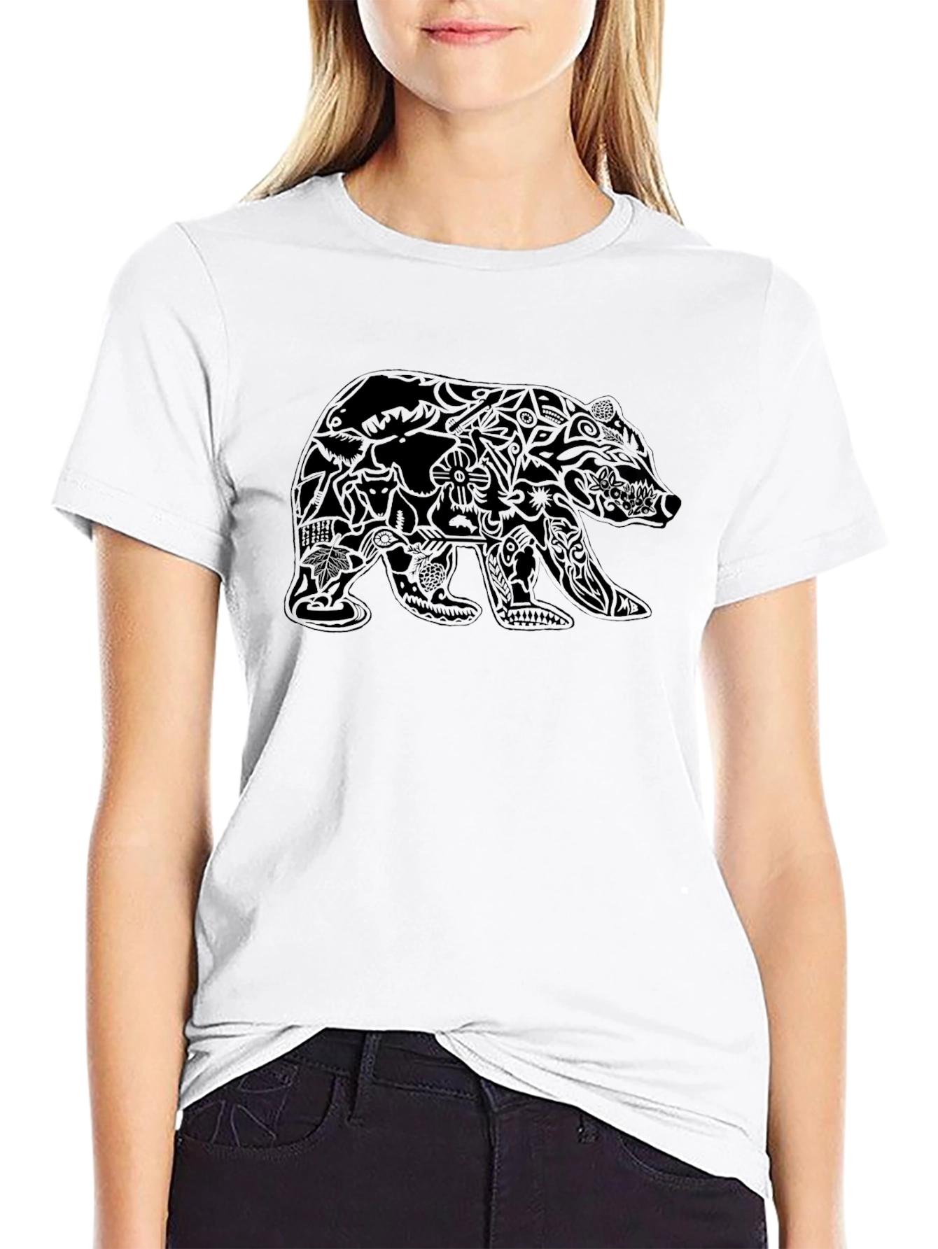 Black Bear Graphic Print Mens T-Shirt
