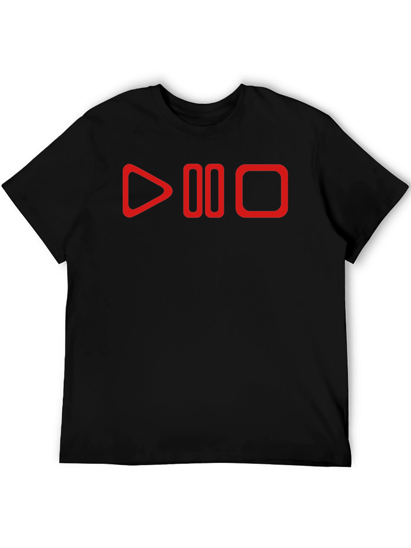 Play Pause Stop Graphic Tee - Black