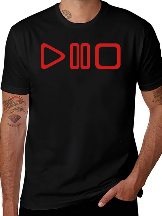Play Pause Stop Graphic Tee - Black