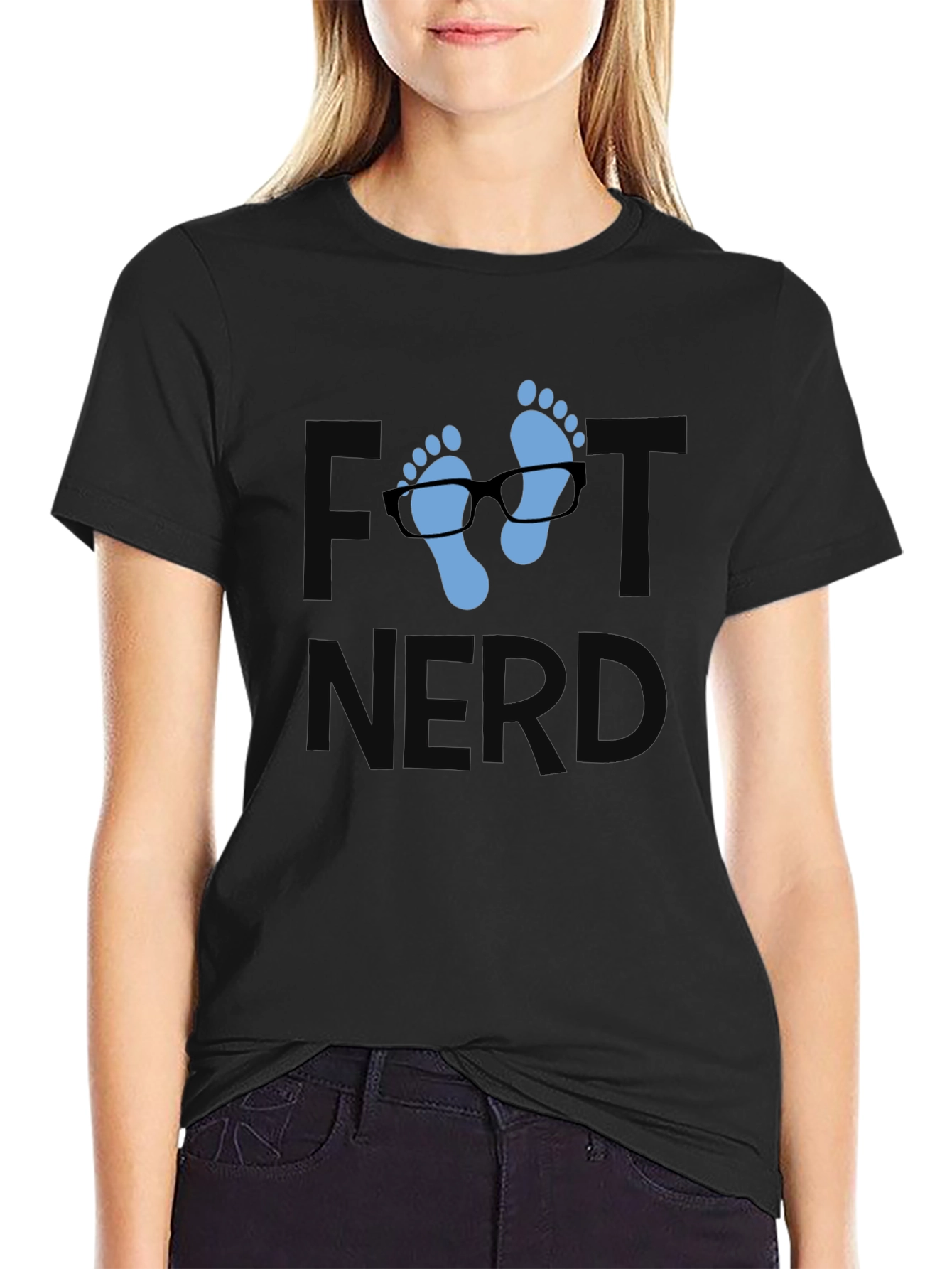 Foot Nerd Graphic Tee - Black Cotton T-Shirt